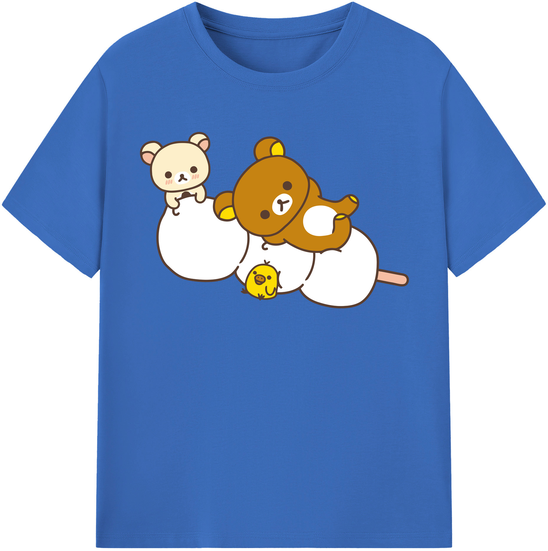 （画像用） リラックマ リラックマ キイロイトリ Rilakkuma Korilakkuma Kiiroitori 綿100％半袖Tシャツ（フロントプリント）