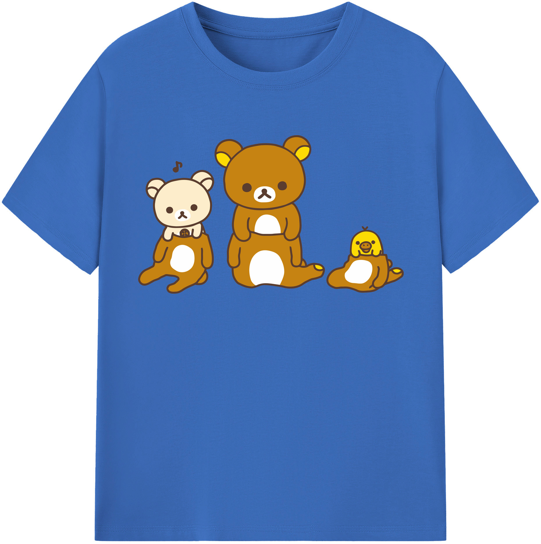 （画像用） リラックマ リラックマ キイロイトリ Rilakkuma Korilakkuma Kiiroitori 綿100％半袖Tシャツ（フロントプリント）