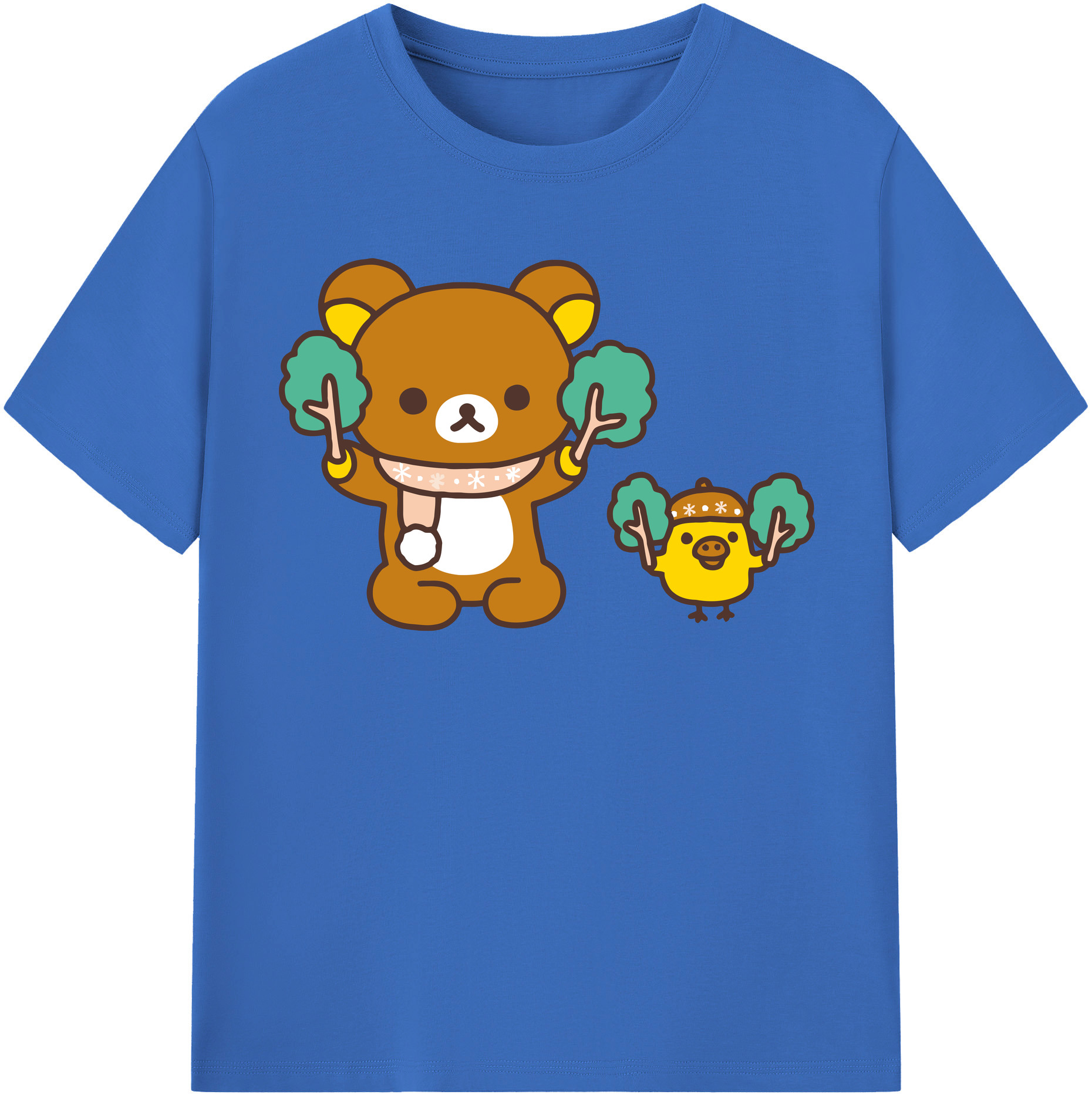 （画像用） リラックマ リラックマ キイロイトリ Rilakkuma Korilakkuma Kiiroitori 綿100％半袖Tシャツ（フロントプリント）