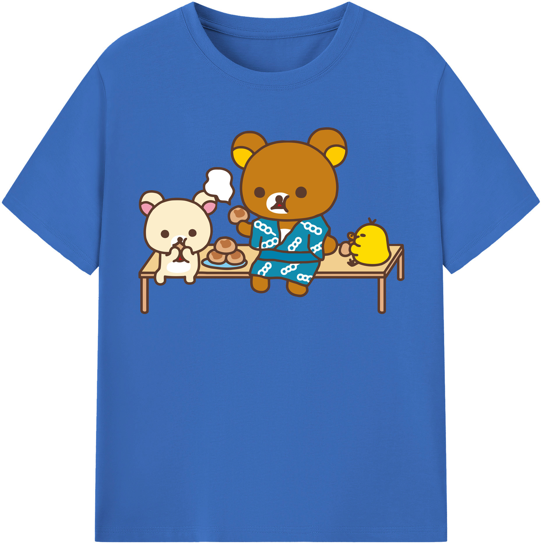 （画像用） リラックマ リラックマ キイロイトリ Rilakkuma Korilakkuma Kiiroitori 綿100％半袖Tシャツ（フロントプリント）