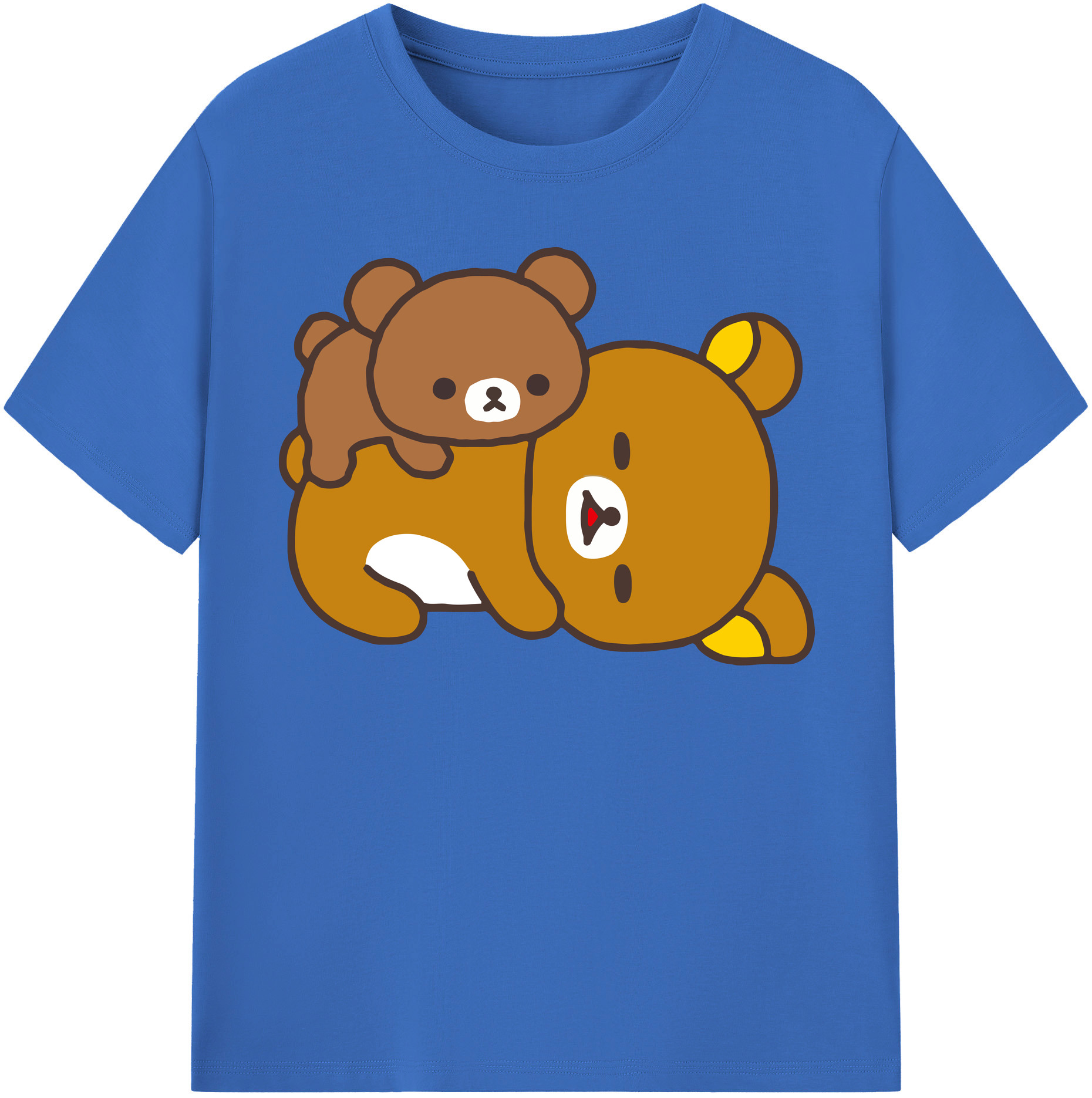 （画像用） リラックマ リラックマ キイロイトリ Rilakkuma Korilakkuma Kiiroitori 綿100％半袖Tシャツ（フロントプリント）