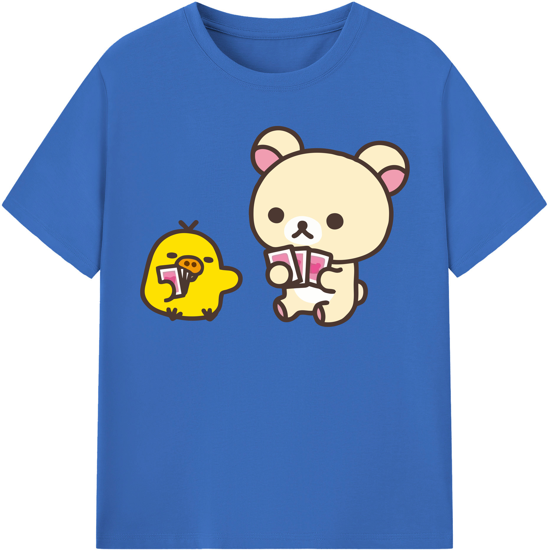 （画像用） リラックマ リラックマ キイロイトリ Rilakkuma Korilakkuma Kiiroitori 綿100％半袖Tシャツ（フロントプリント）