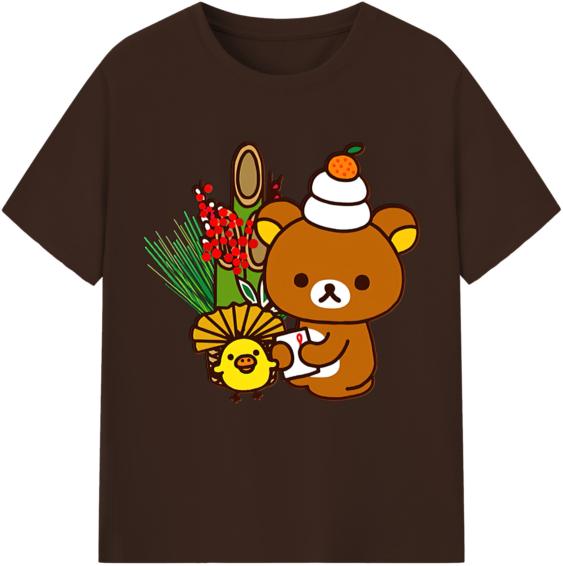 （画像用） リラックマ リラックマ キイロイトリ Rilakkuma Korilakkuma Kiiroitori 綿100％半袖Tシャツ（フロントプリント）