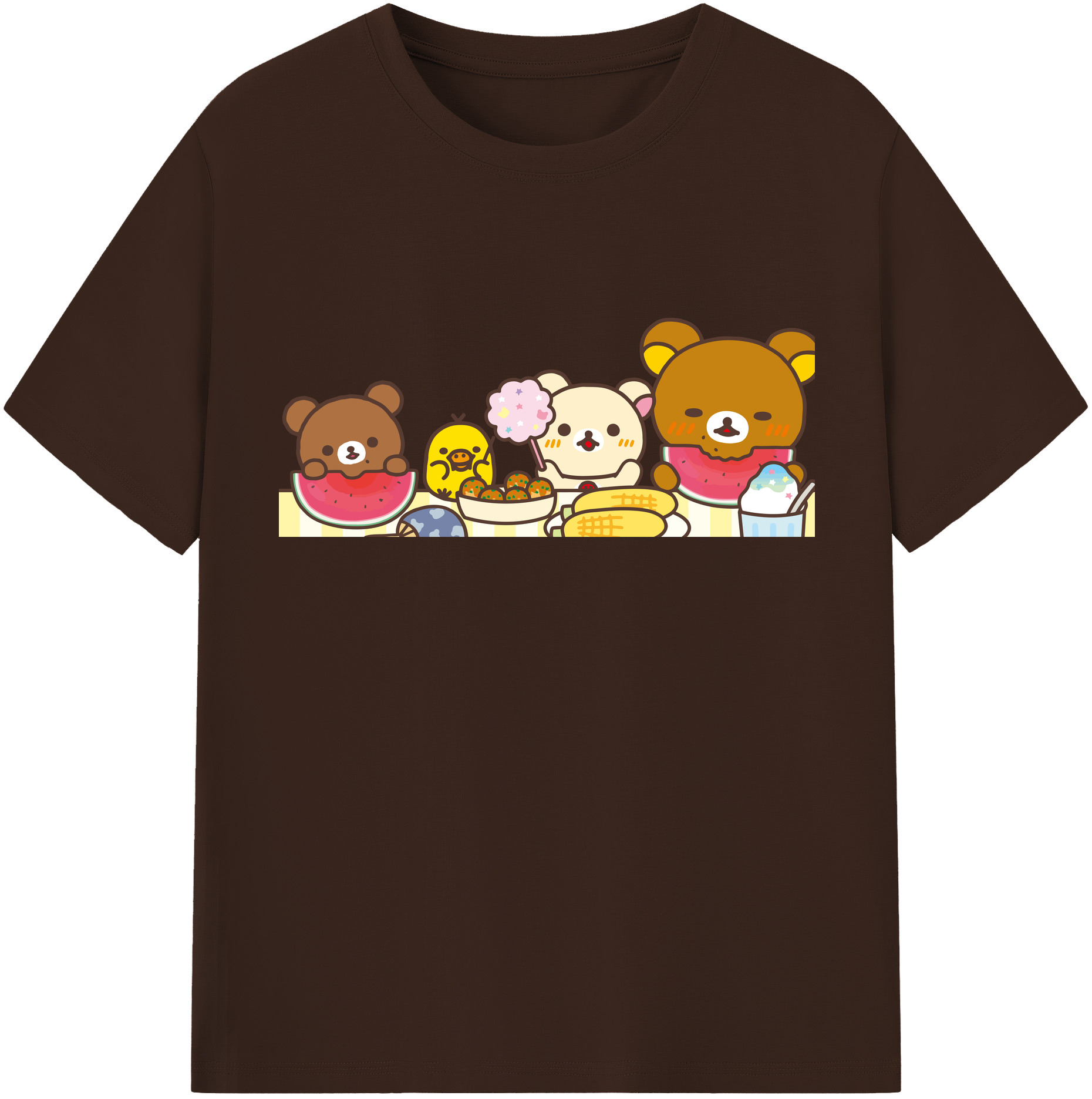 （画像用） リラックマ リラックマ キイロイトリ Rilakkuma Korilakkuma Kiiroitori 綿100％半袖Tシャツ（フロントプリント）