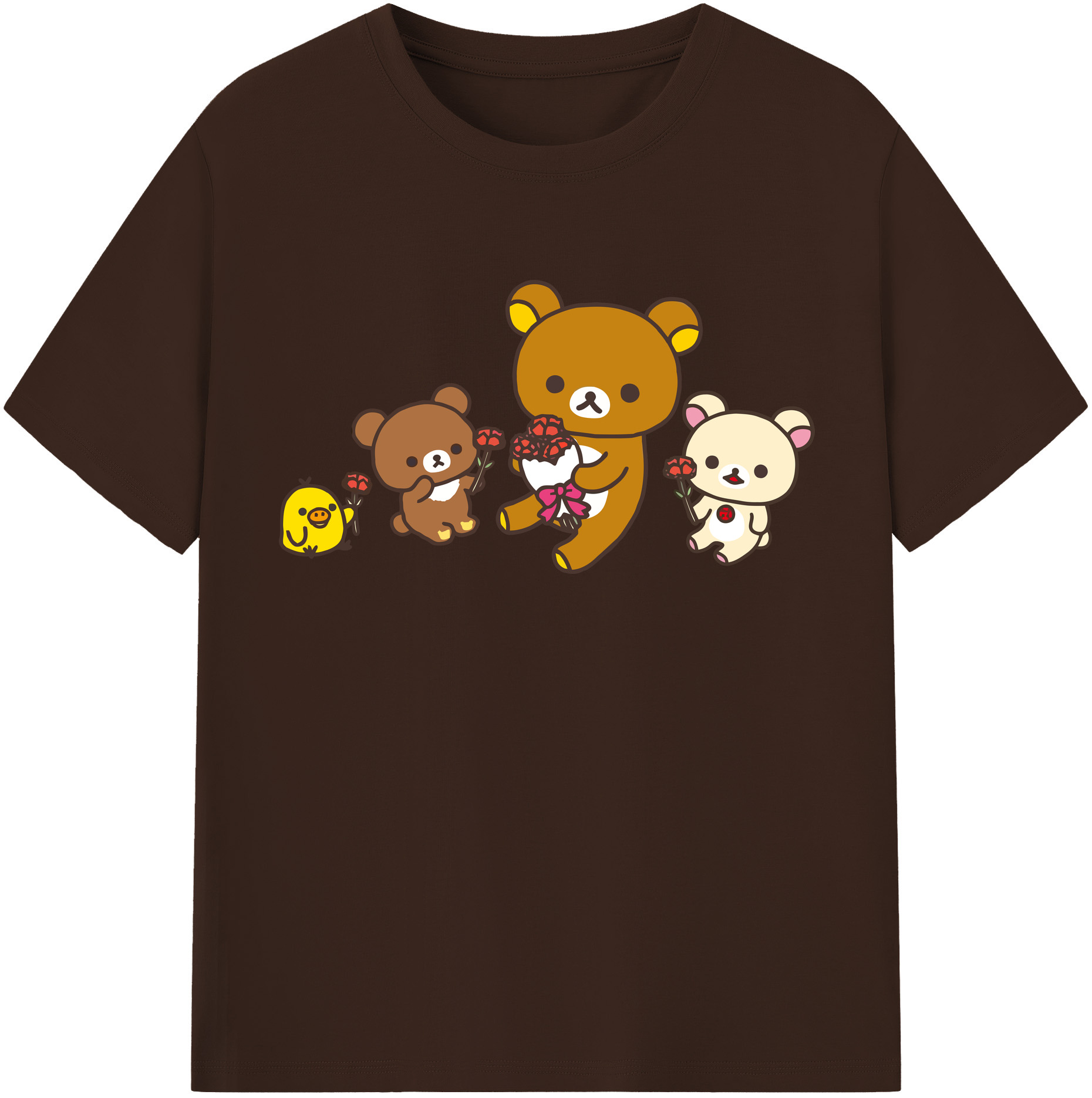 （画像用） リラックマ リラックマ キイロイトリ Rilakkuma Korilakkuma Kiiroitori 綿100％半袖Tシャツ（フロントプリント）