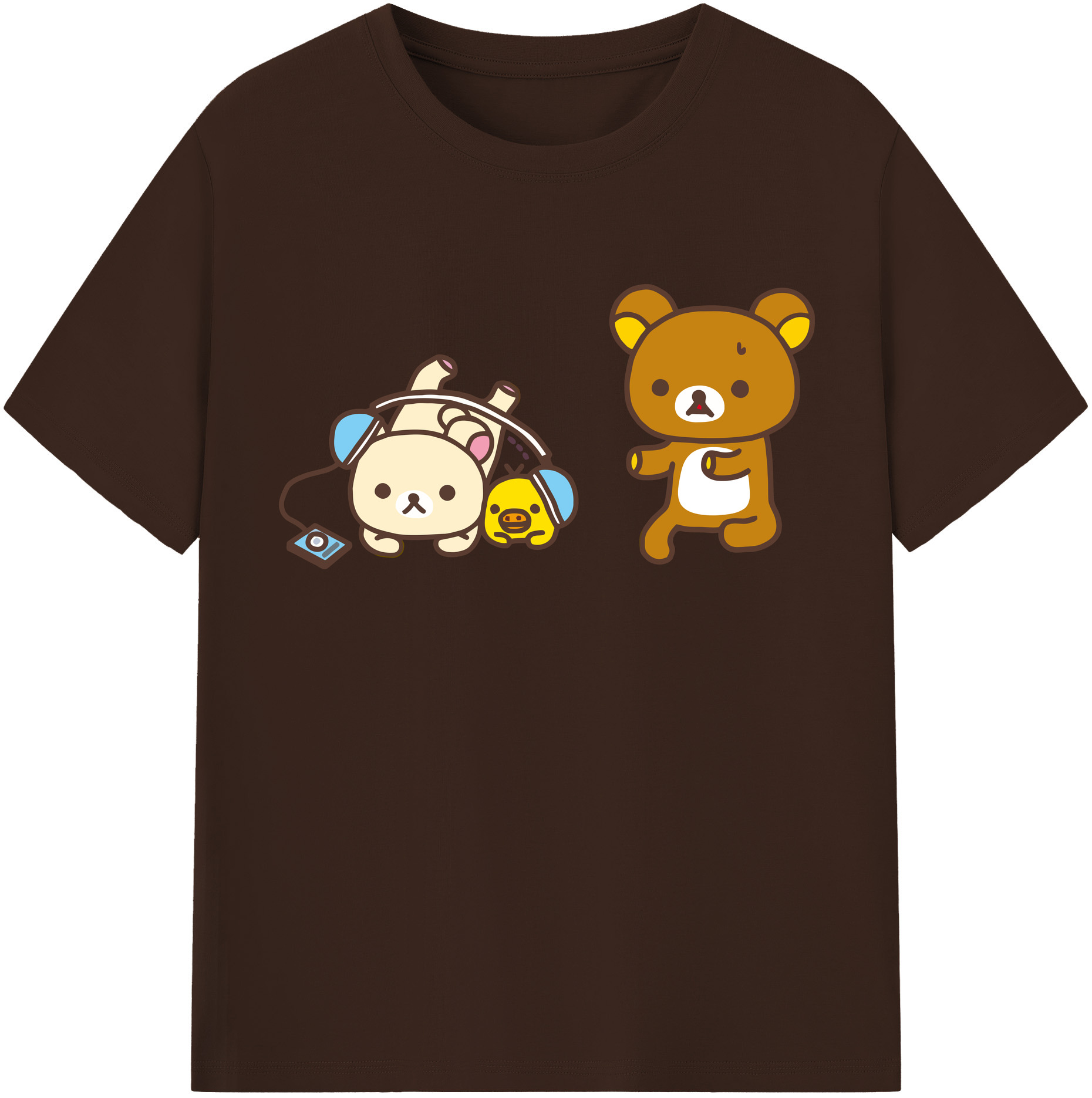 （画像用） リラックマ リラックマ キイロイトリ Rilakkuma Korilakkuma Kiiroitori 綿100％半袖Tシャツ（フロントプリント）