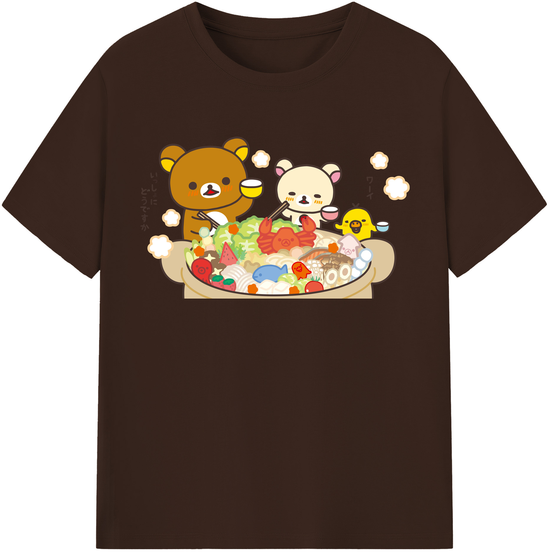 （画像用） リラックマ リラックマ キイロイトリ Rilakkuma Korilakkuma Kiiroitori 綿100％半袖Tシャツ（フロントプリント）
