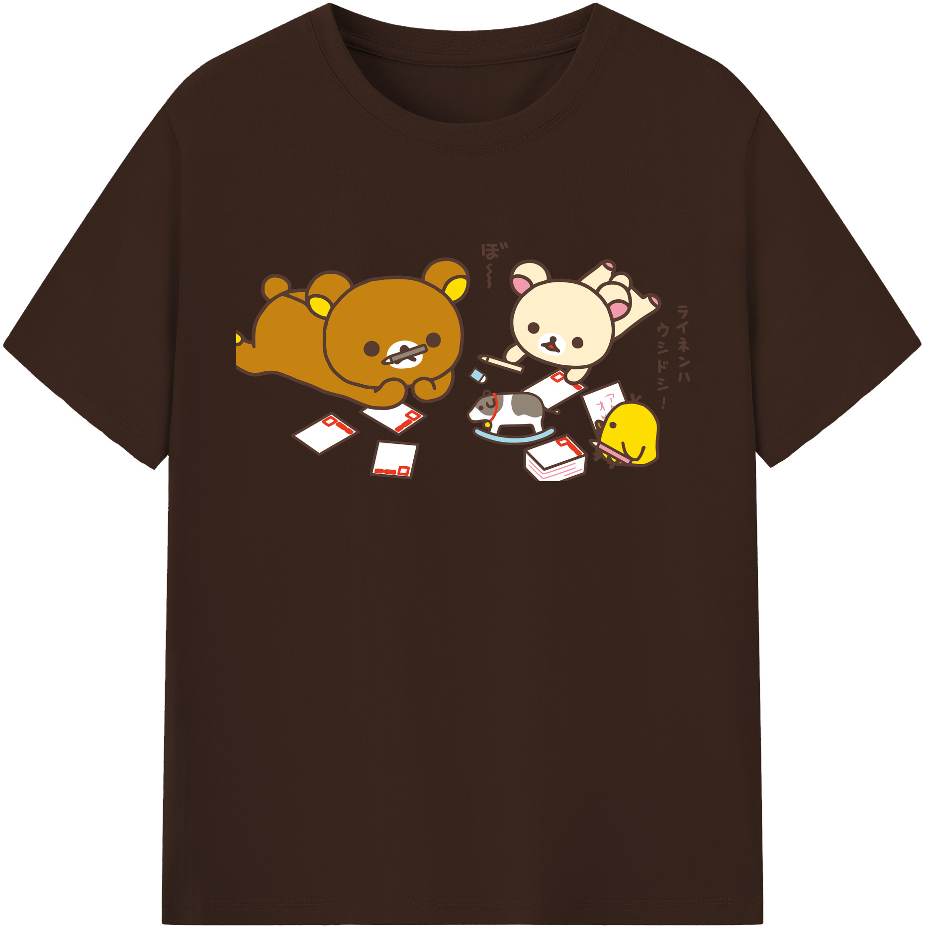 （画像用） リラックマ リラックマ キイロイトリ Rilakkuma Korilakkuma Kiiroitori 綿100％半袖Tシャツ（フロントプリント）