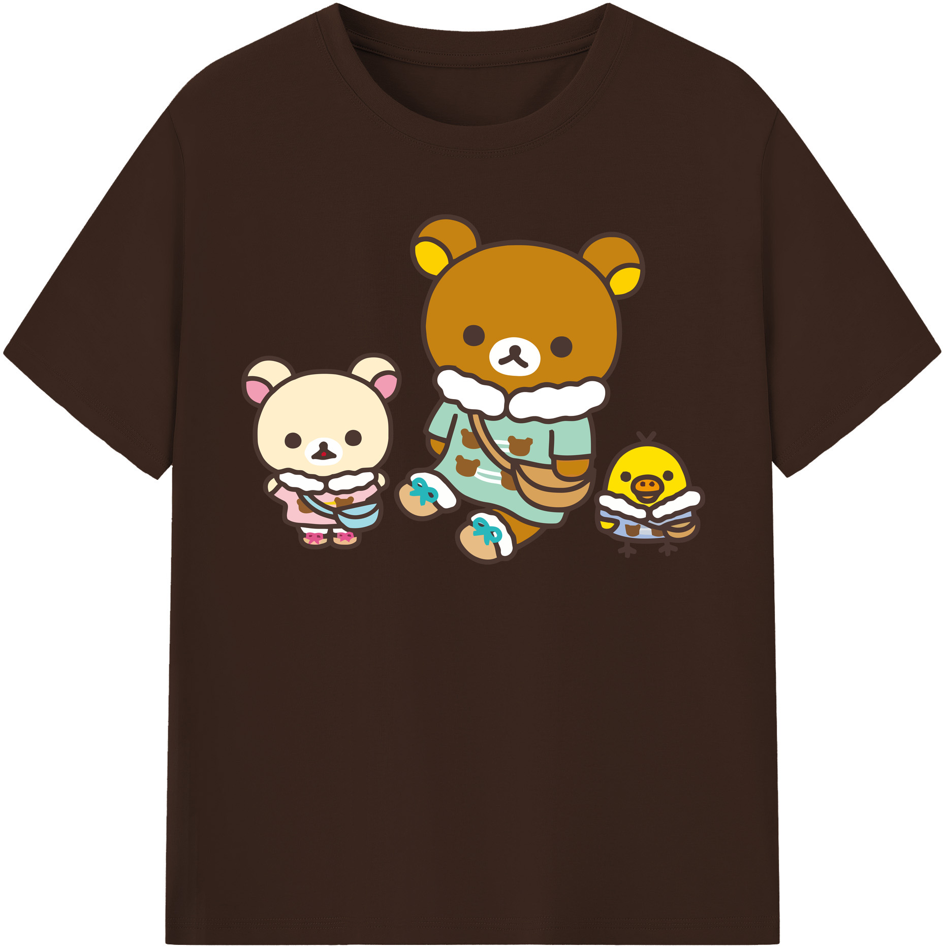 （画像用） リラックマ リラックマ キイロイトリ Rilakkuma Korilakkuma Kiiroitori 綿100％半袖Tシャツ（フロントプリント）