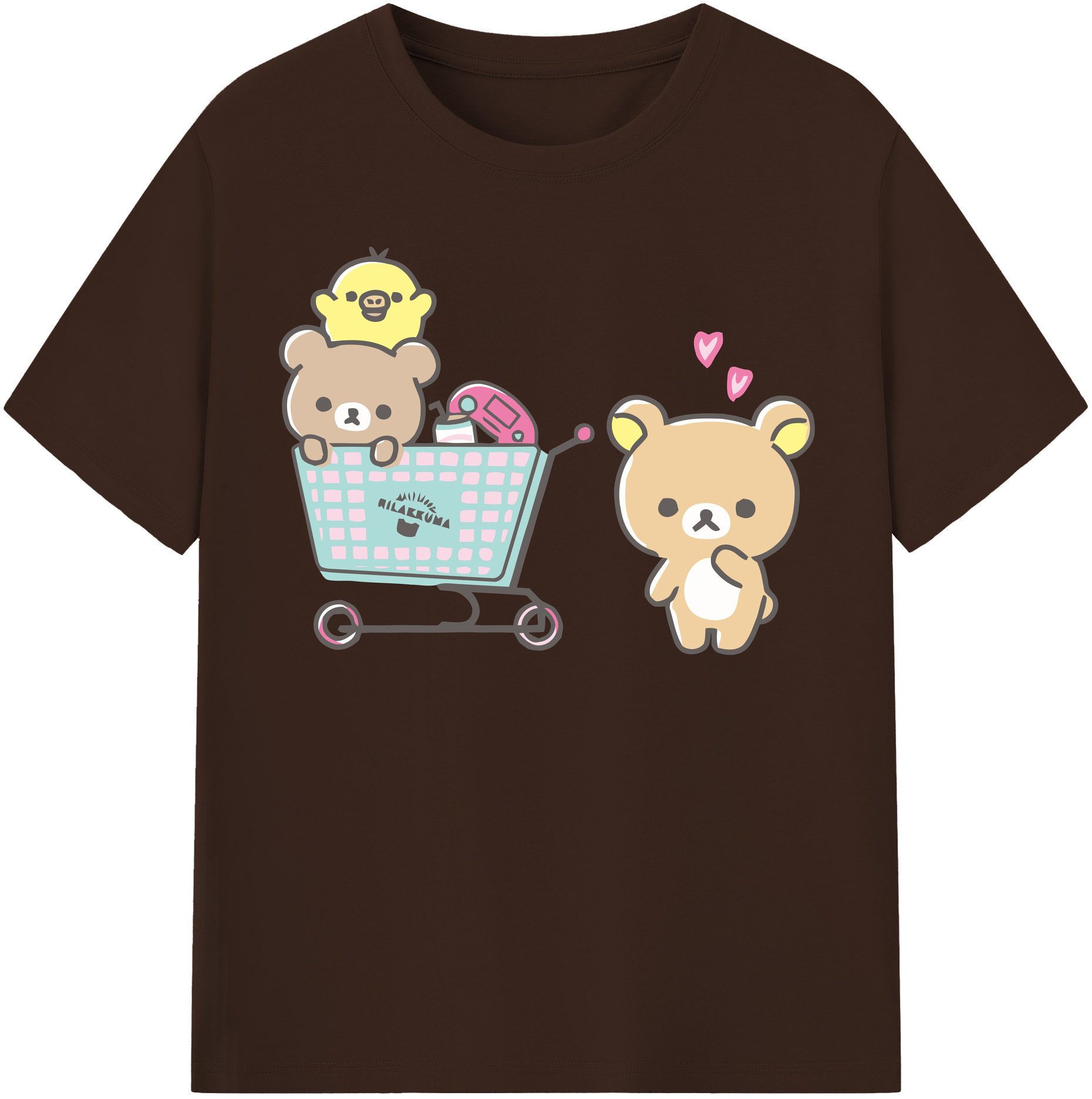 （画像用） リラックマ リラックマ キイロイトリ Rilakkuma Korilakkuma Kiiroitori 綿100％半袖Tシャツ（フロントプリント）