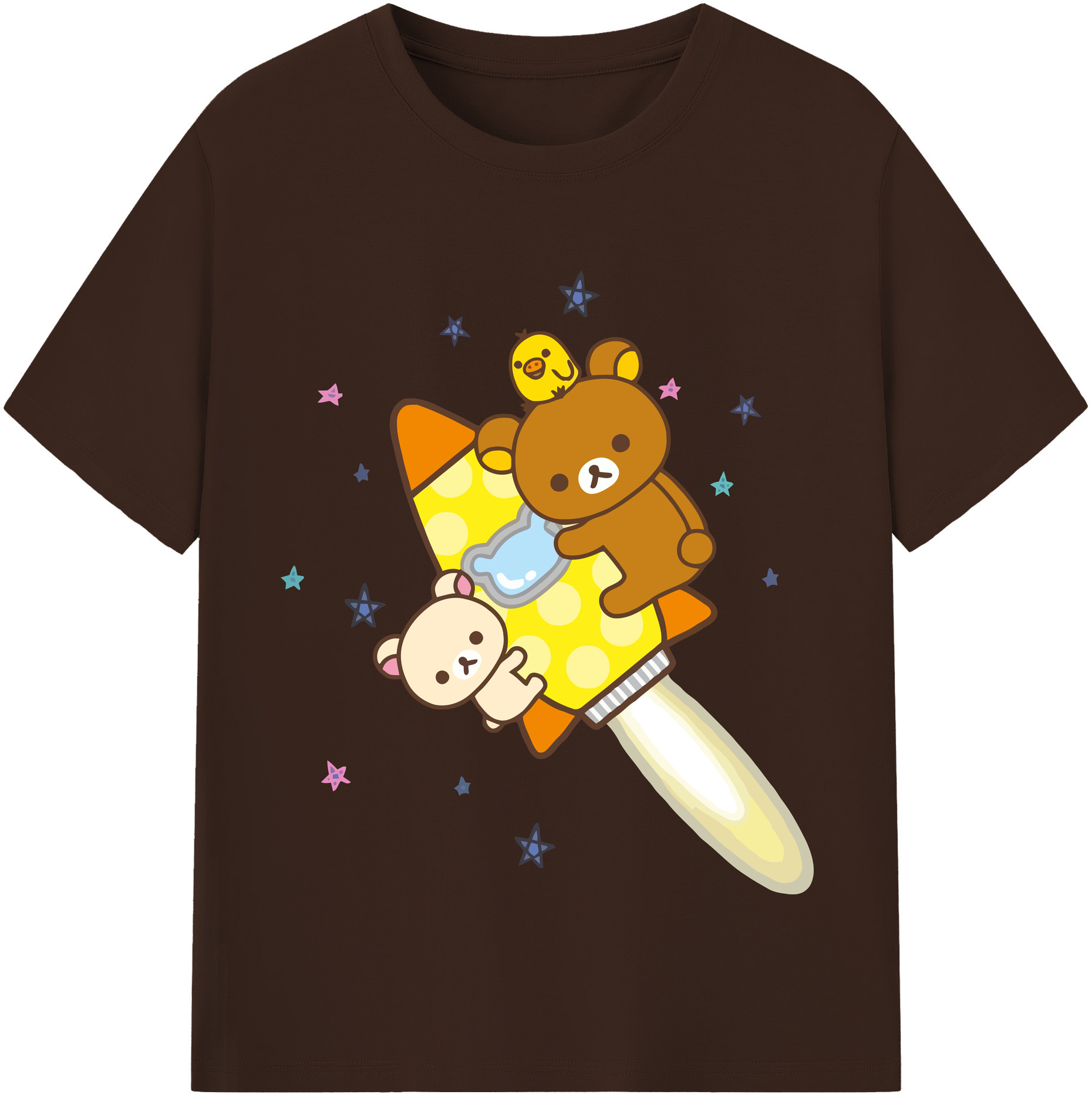 （画像用） リラックマ リラックマ キイロイトリ Rilakkuma Korilakkuma Kiiroitori 綿100％半袖Tシャツ（フロントプリント）