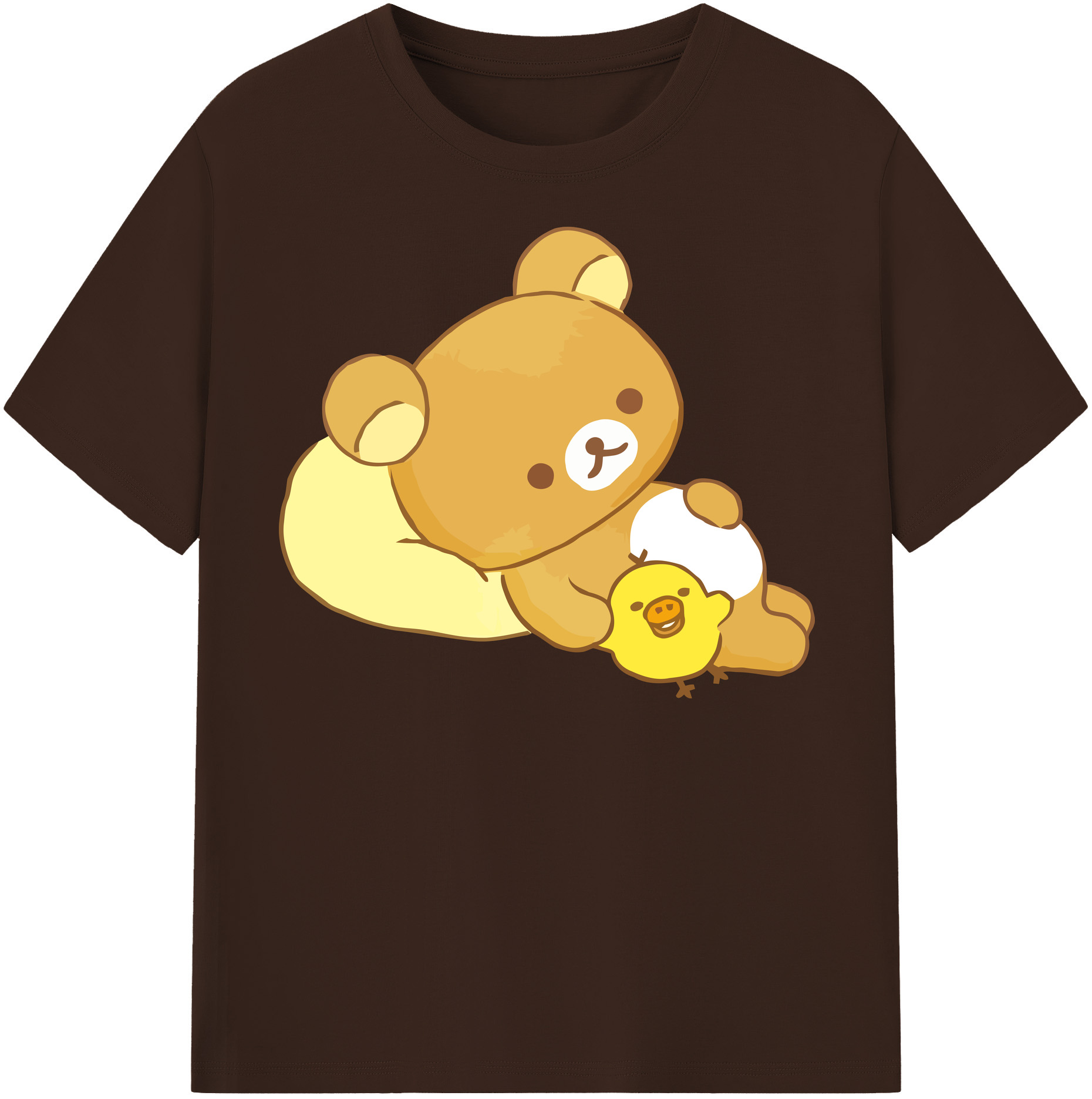 （画像用） リラックマ リラックマ キイロイトリ Rilakkuma Korilakkuma Kiiroitori 綿100％半袖Tシャツ（フロントプリント）