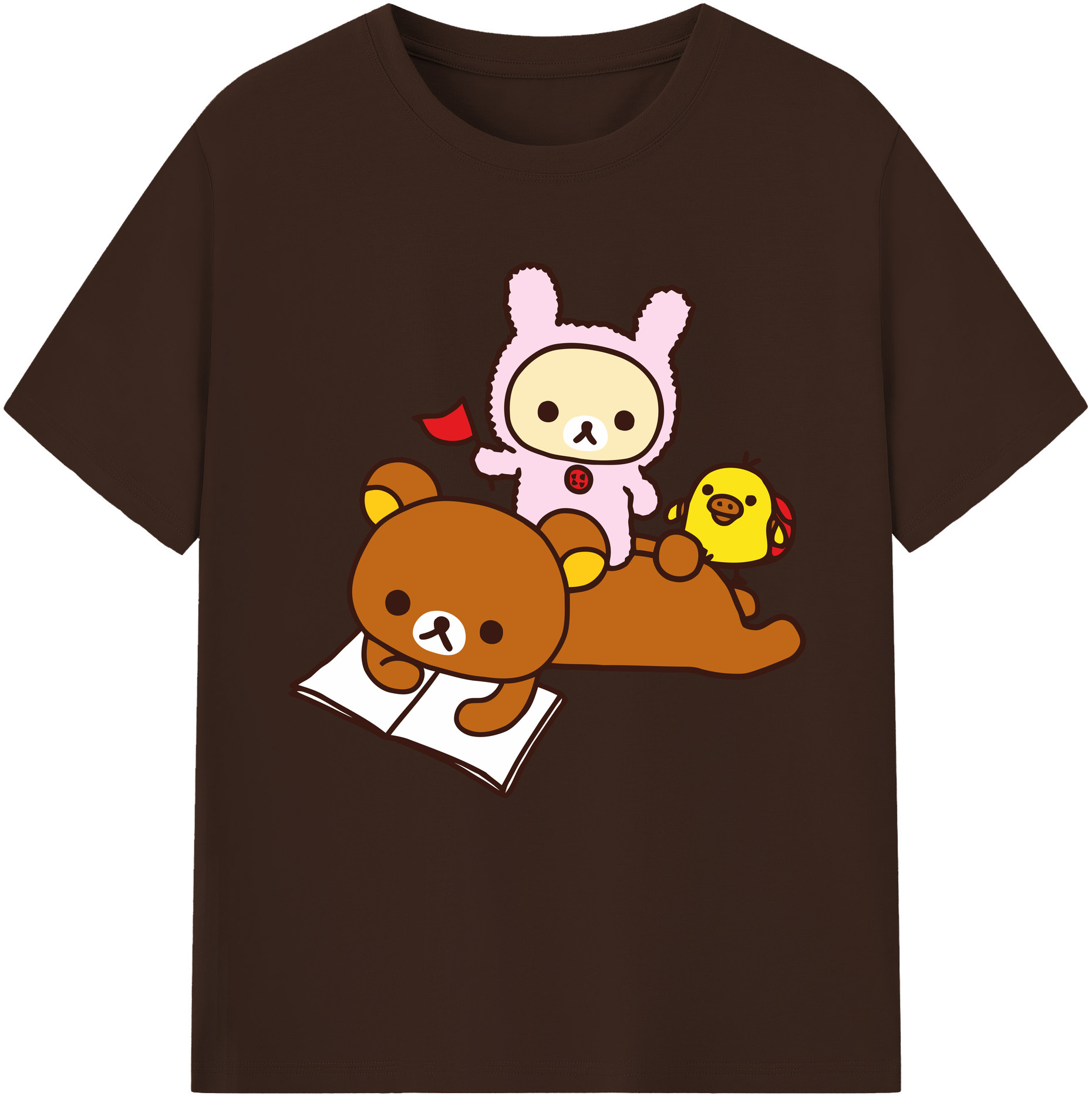 （画像用） リラックマ リラックマ キイロイトリ Rilakkuma Korilakkuma Kiiroitori 綿100％半袖Tシャツ（フロントプリント）