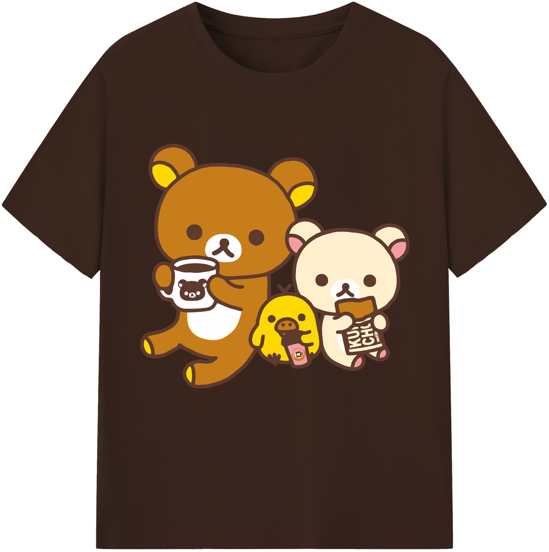 （画像用） リラックマ リラックマ キイロイトリ Rilakkuma Korilakkuma Kiiroitori 綿100％半袖Tシャツ（フロントプリント）