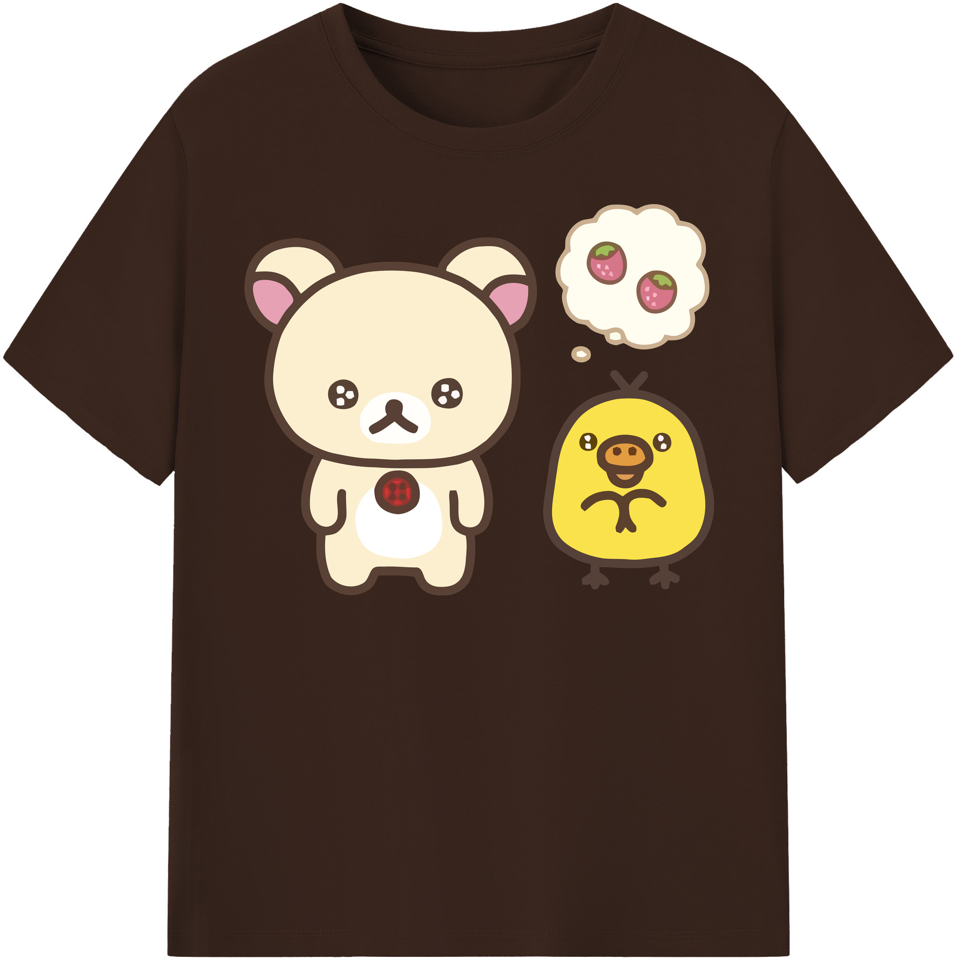 （画像用） リラックマ リラックマ キイロイトリ Rilakkuma Korilakkuma Kiiroitori 綿100％半袖Tシャツ（フロントプリント）