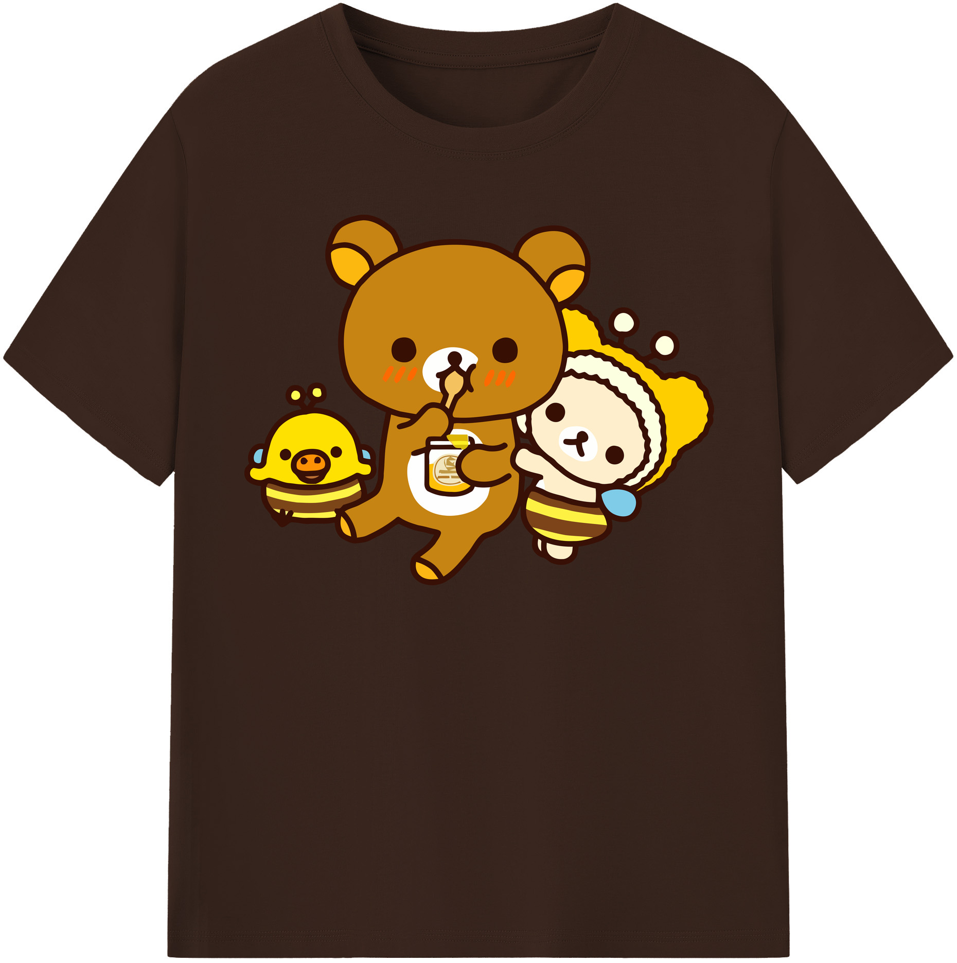 （画像用） リラックマ リラックマ キイロイトリ Rilakkuma Korilakkuma Kiiroitori 綿100％半袖Tシャツ（フロントプリント）