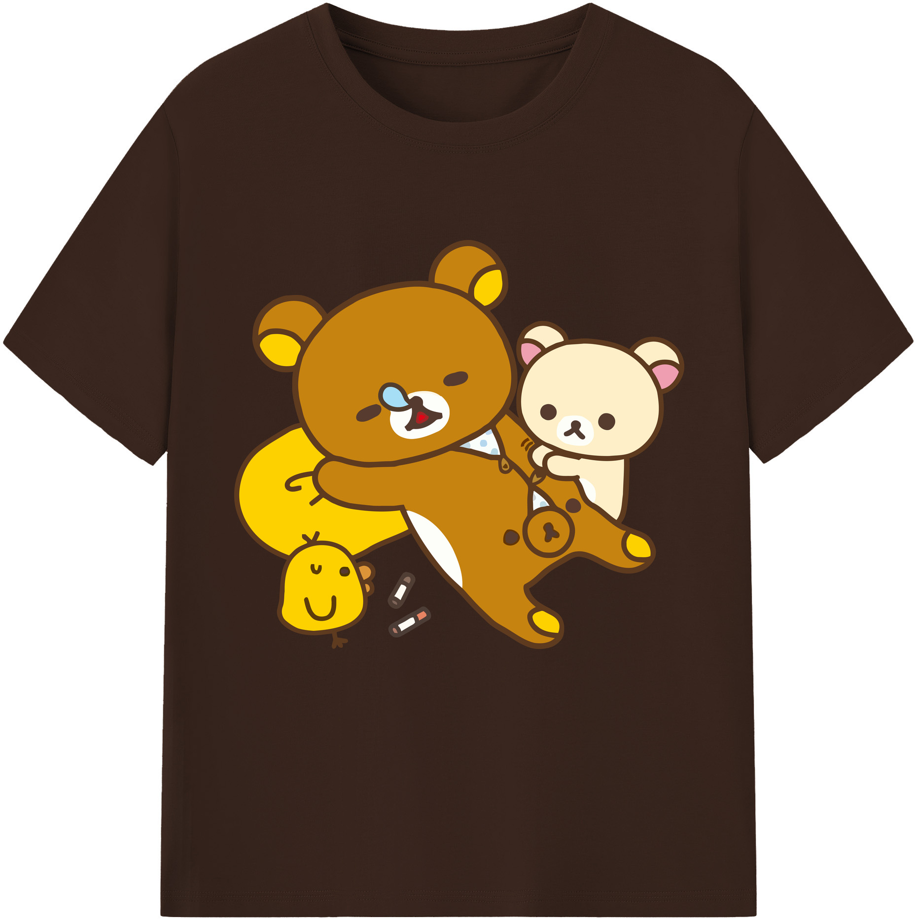 （画像用） リラックマ リラックマ キイロイトリ Rilakkuma Korilakkuma Kiiroitori 綿100％半袖Tシャツ（フロントプリント）