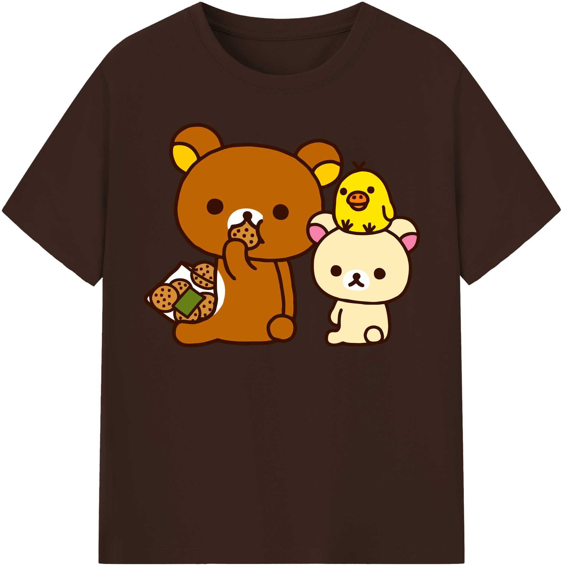 （画像用） リラックマ リラックマ キイロイトリ Rilakkuma Korilakkuma Kiiroitori 綿100％半袖Tシャツ（フロントプリント）