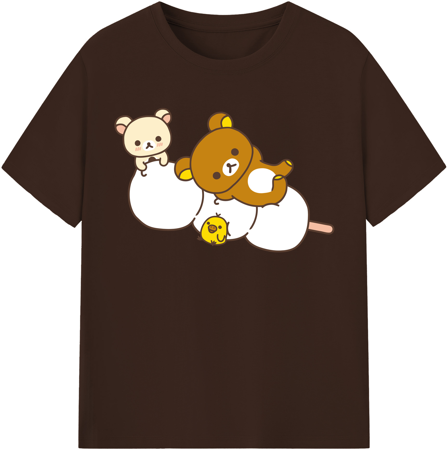 （画像用） リラックマ リラックマ キイロイトリ Rilakkuma Korilakkuma Kiiroitori 綿100％半袖Tシャツ（フロントプリント）