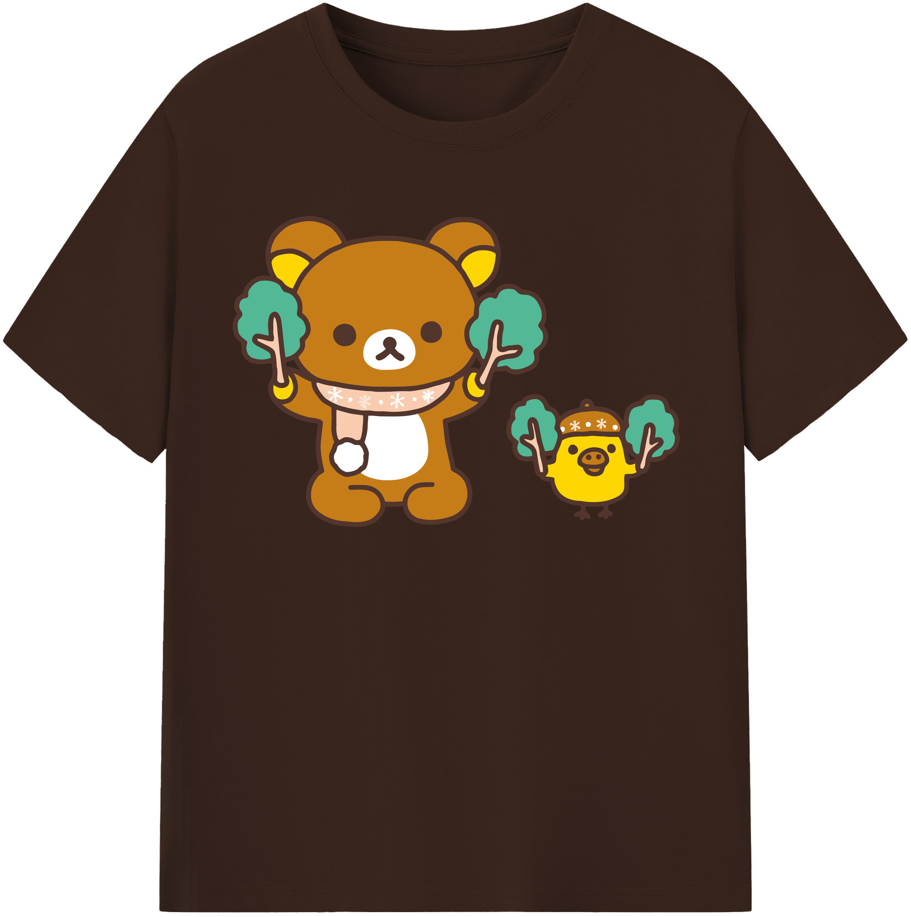 （画像用） リラックマ リラックマ キイロイトリ Rilakkuma Korilakkuma Kiiroitori 綿100％半袖Tシャツ（フロントプリント）