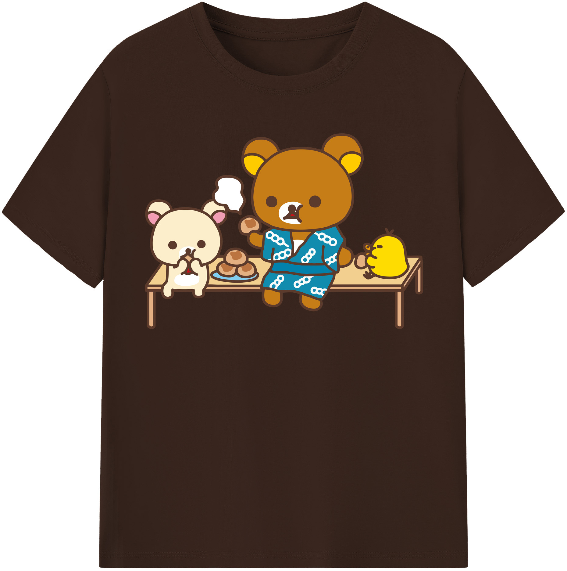 （画像用） リラックマ リラックマ キイロイトリ Rilakkuma Korilakkuma Kiiroitori 綿100％半袖Tシャツ（フロントプリント）