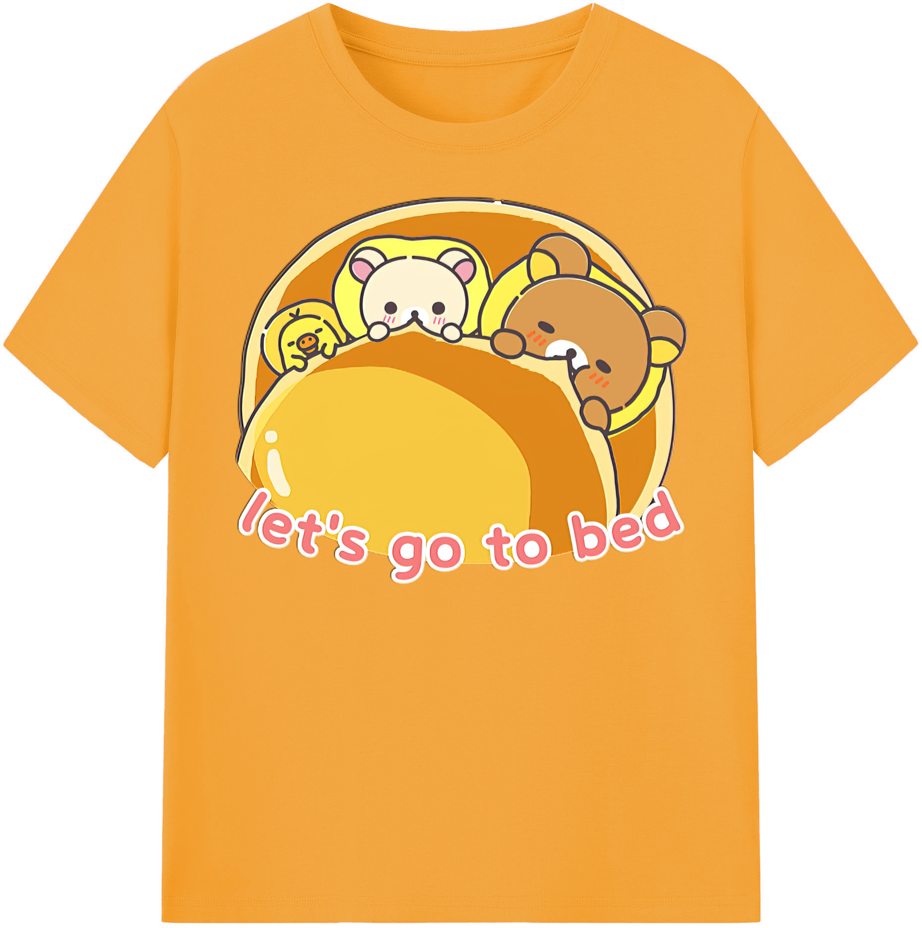（画像用） リラックマ リラックマ キイロイトリ Rilakkuma Korilakkuma Kiiroitori 綿100％半袖Tシャツ（フロントプリント）