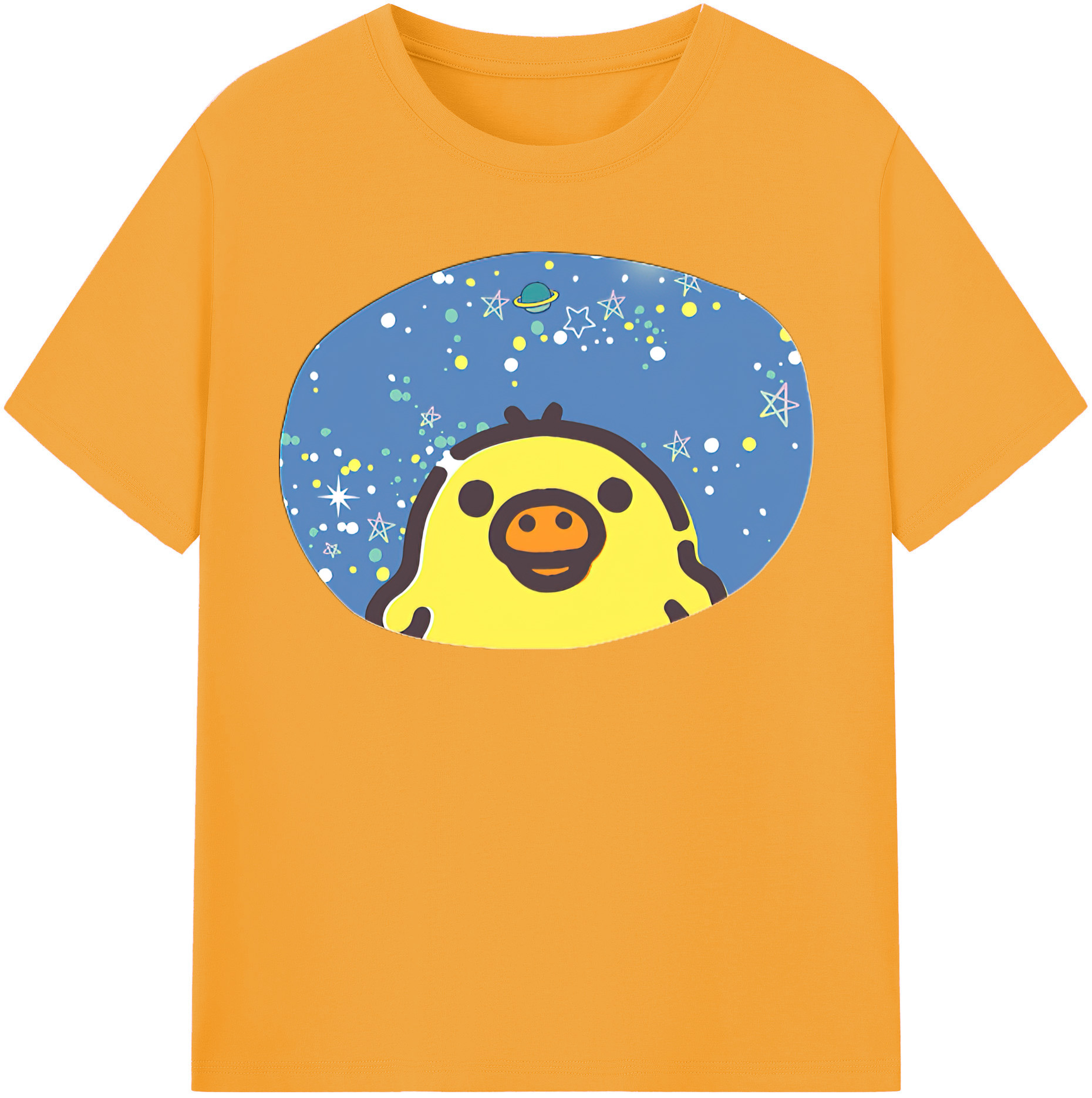 （画像用） リラックマ リラックマ キイロイトリ Rilakkuma Korilakkuma Kiiroitori 綿100％半袖Tシャツ（フロントプリント）