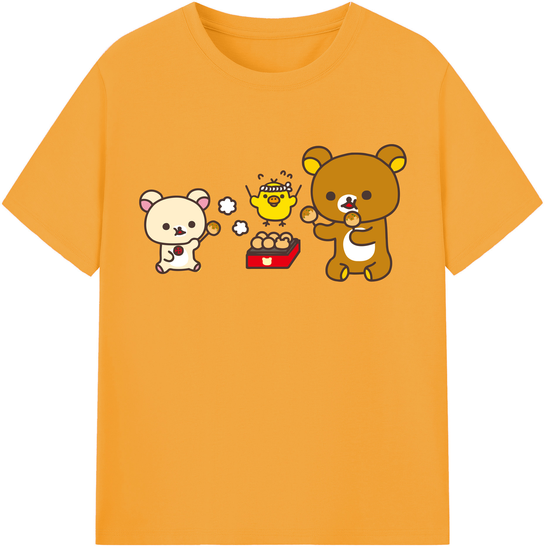 （画像用） リラックマ リラックマ キイロイトリ Rilakkuma Korilakkuma Kiiroitori 綿100％半袖Tシャツ（フロントプリント）