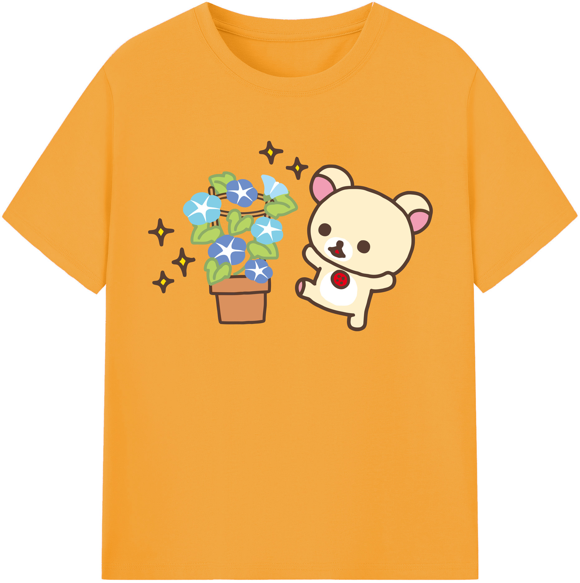 （画像用） リラックマ リラックマ キイロイトリ Rilakkuma Korilakkuma Kiiroitori 綿100％半袖Tシャツ（フロントプリント）
