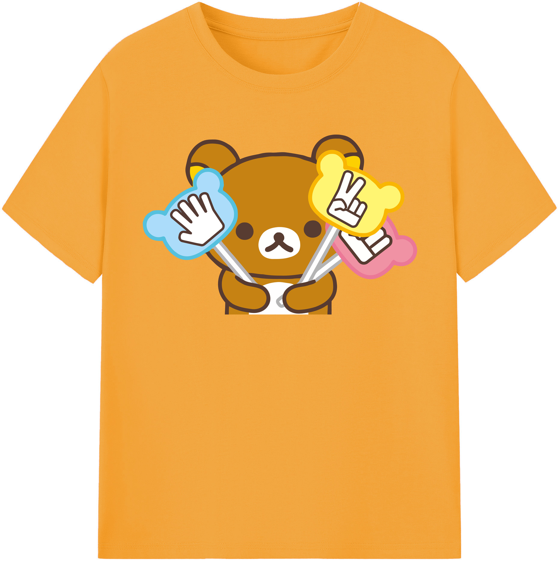（画像用） リラックマ リラックマ キイロイトリ Rilakkuma Korilakkuma Kiiroitori 綿100％半袖Tシャツ（フロントプリント）