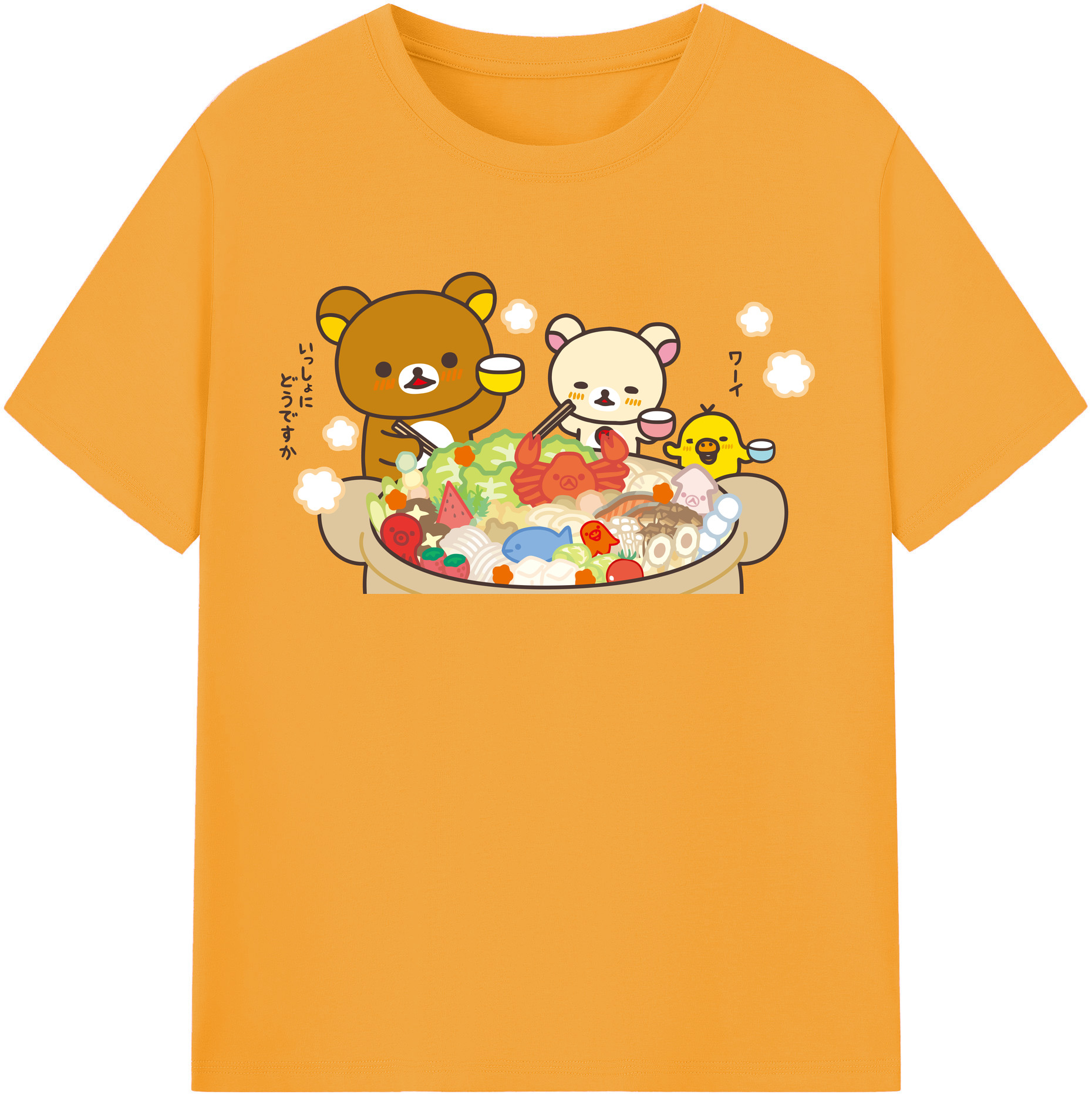 （画像用） リラックマ リラックマ キイロイトリ Rilakkuma Korilakkuma Kiiroitori 綿100％半袖Tシャツ（フロントプリント）