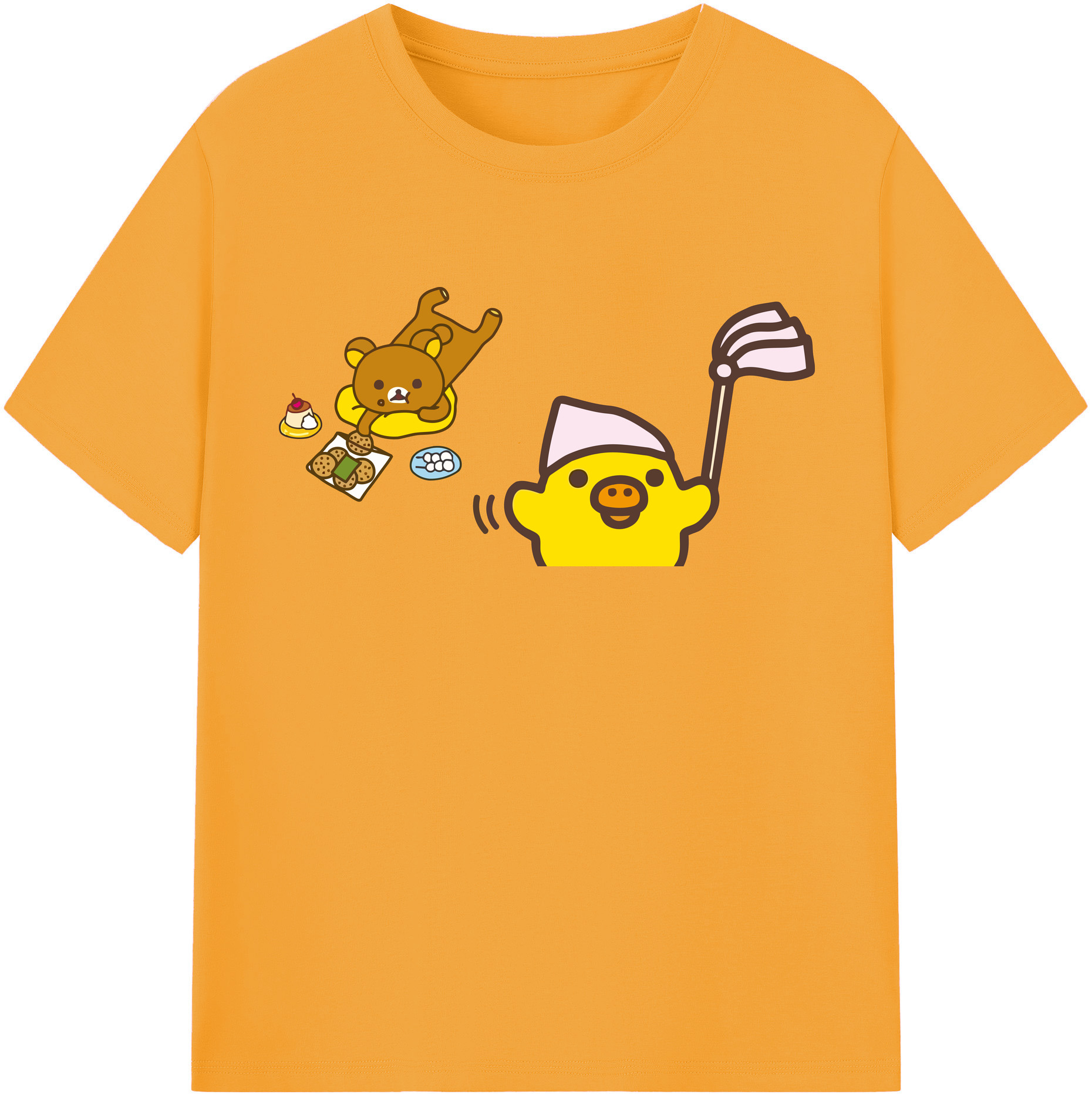 （画像用） リラックマ リラックマ キイロイトリ Rilakkuma Korilakkuma Kiiroitori 綿100％半袖Tシャツ（フロントプリント）