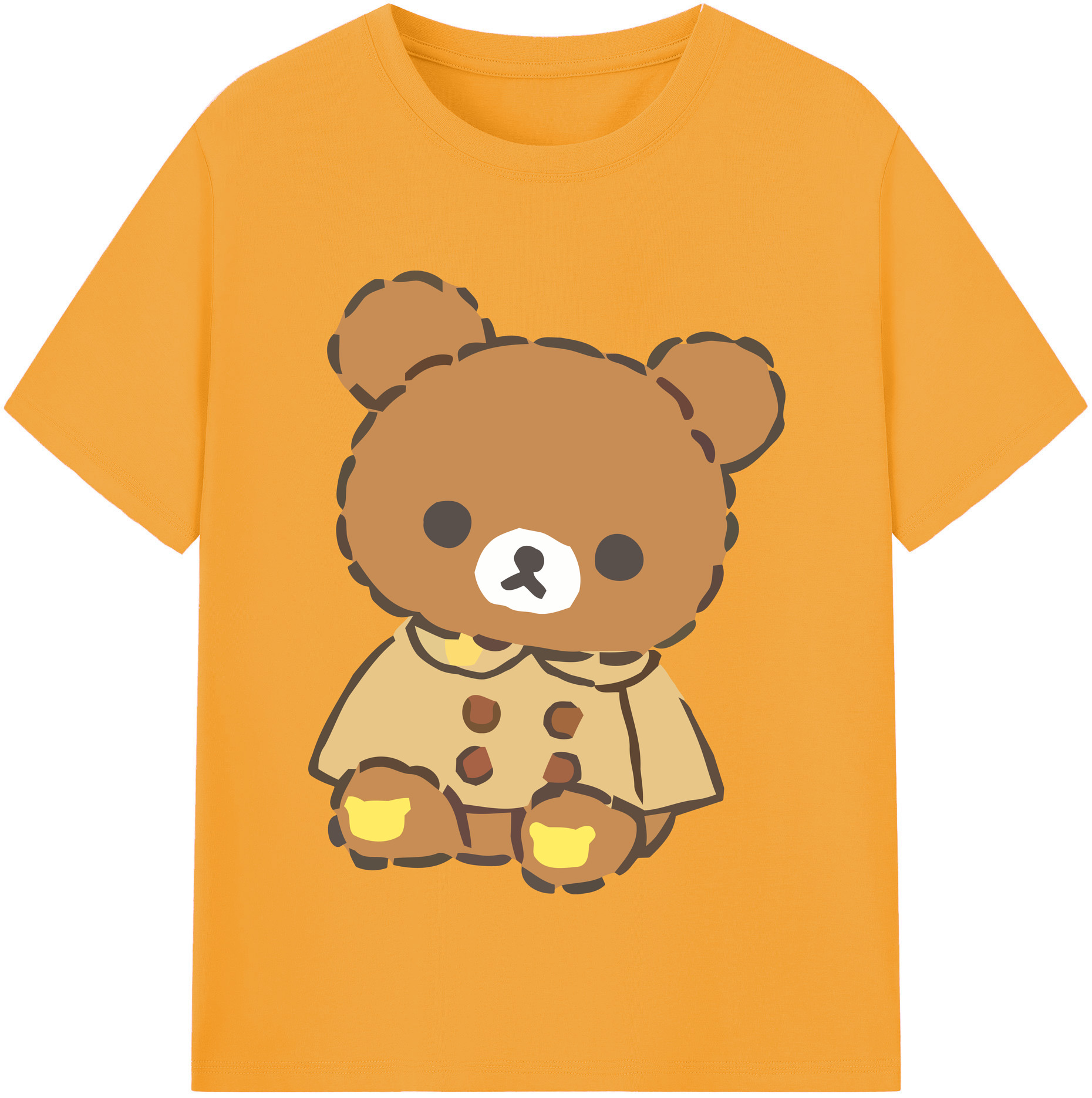 （画像用） リラックマ リラックマ キイロイトリ Rilakkuma Korilakkuma Kiiroitori 綿100％半袖Tシャツ（フロントプリント）