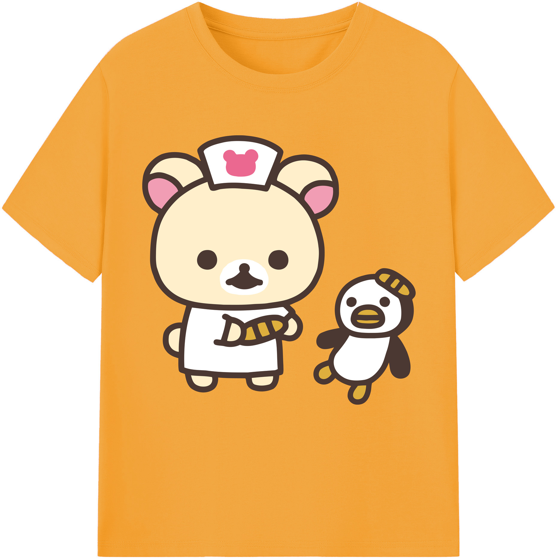 （画像用） リラックマ リラックマ キイロイトリ Rilakkuma Korilakkuma Kiiroitori 綿100％半袖Tシャツ（フロントプリント）
