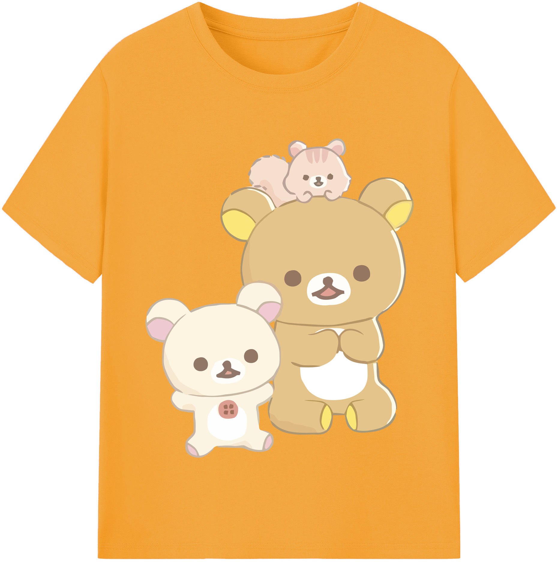 （画像用） リラックマ リラックマ キイロイトリ Rilakkuma Korilakkuma Kiiroitori 綿100％半袖Tシャツ（フロントプリント）