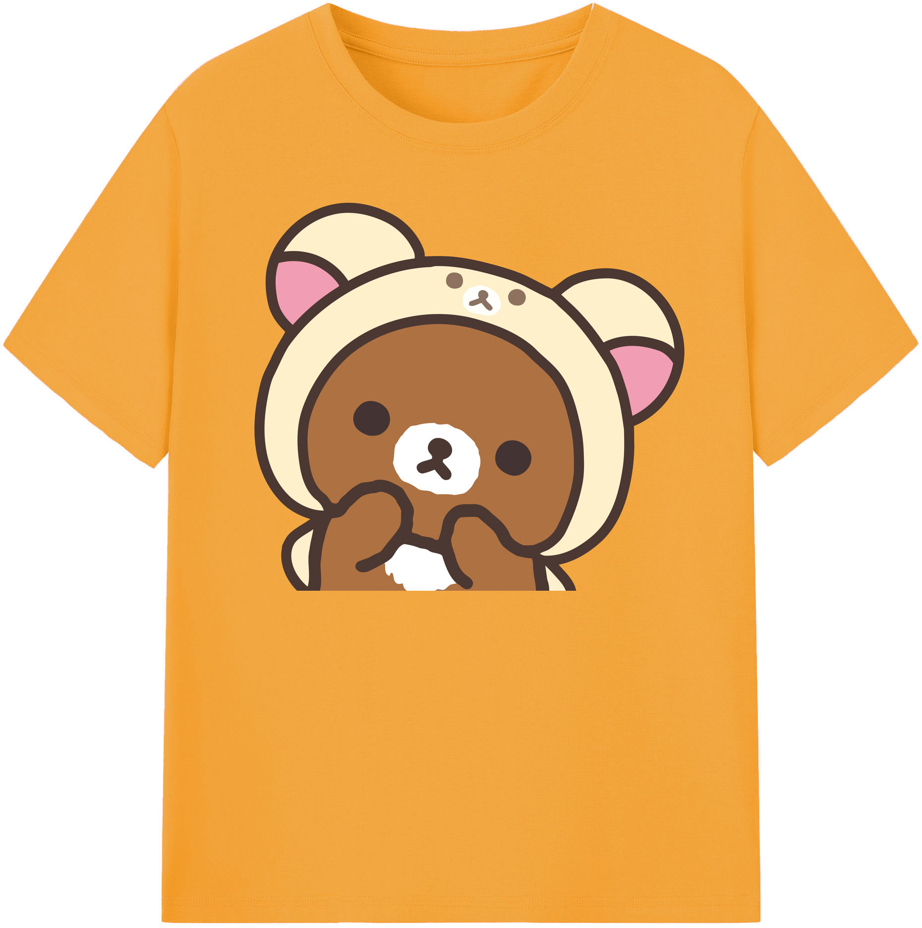 （画像用） リラックマ リラックマ キイロイトリ Rilakkuma Korilakkuma Kiiroitori 綿100％半袖Tシャツ（フロントプリント）