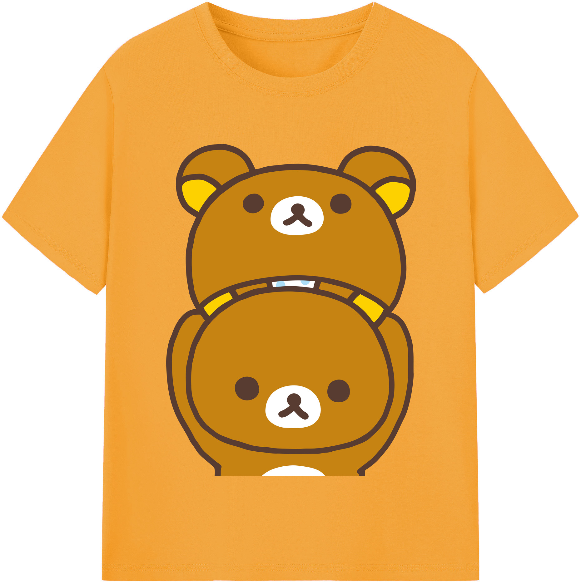 （画像用） リラックマ リラックマ キイロイトリ Rilakkuma Korilakkuma Kiiroitori 綿100％半袖Tシャツ（フロントプリント）