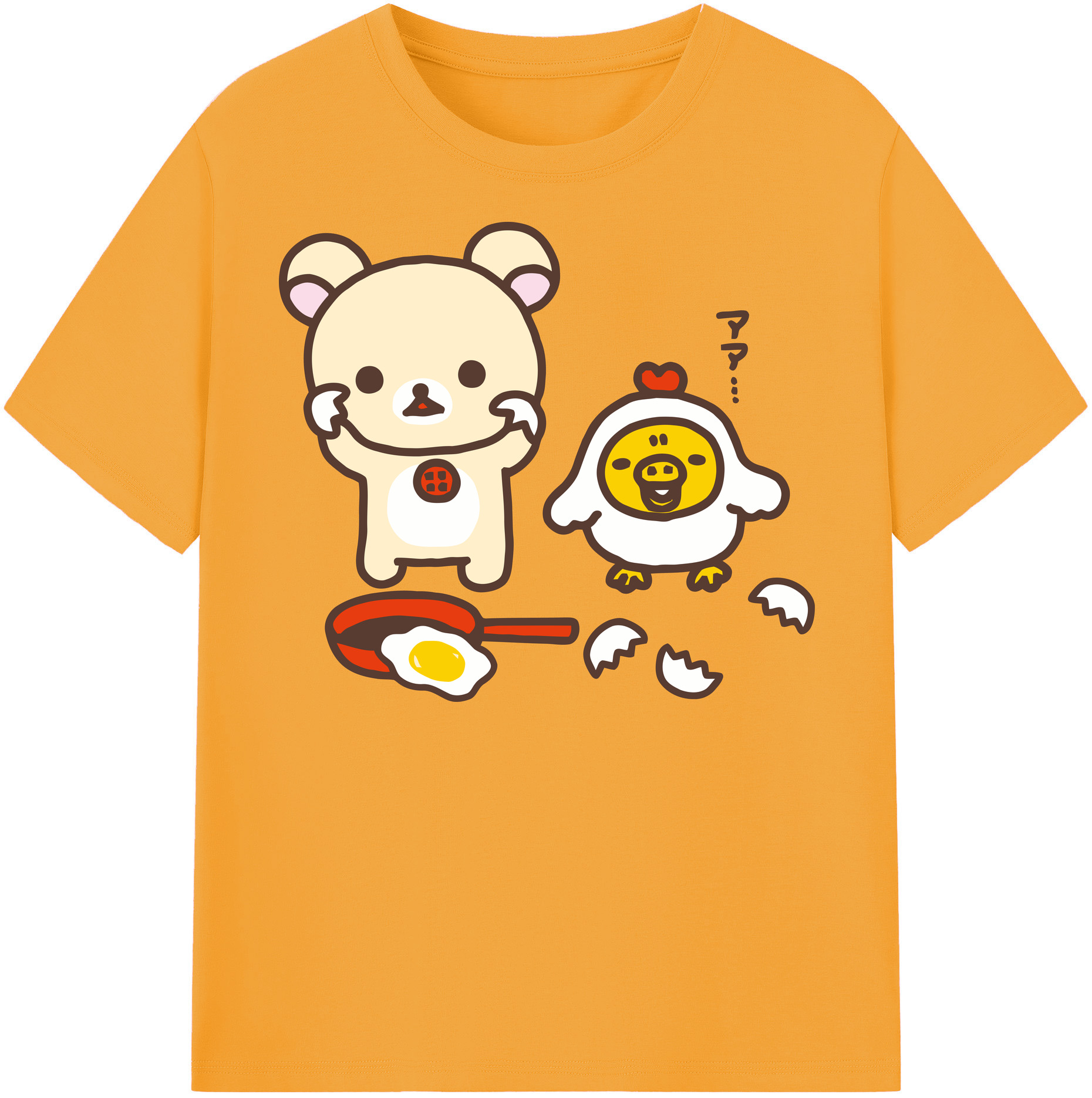 （画像用） リラックマ リラックマ キイロイトリ Rilakkuma Korilakkuma Kiiroitori 綿100％半袖Tシャツ（フロントプリント）