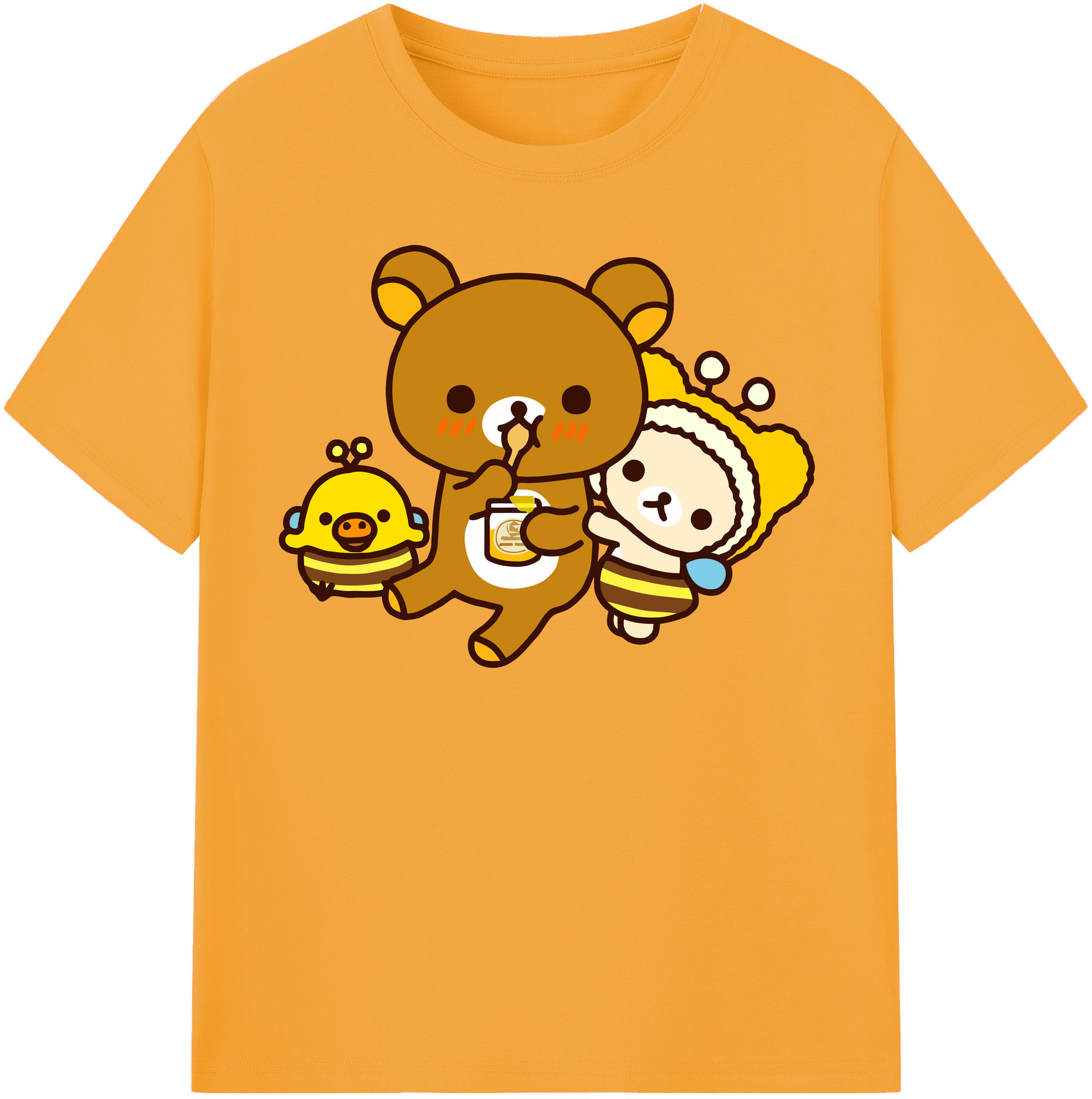（画像用） リラックマ リラックマ キイロイトリ Rilakkuma Korilakkuma Kiiroitori 綿100％半袖Tシャツ（フロントプリント）