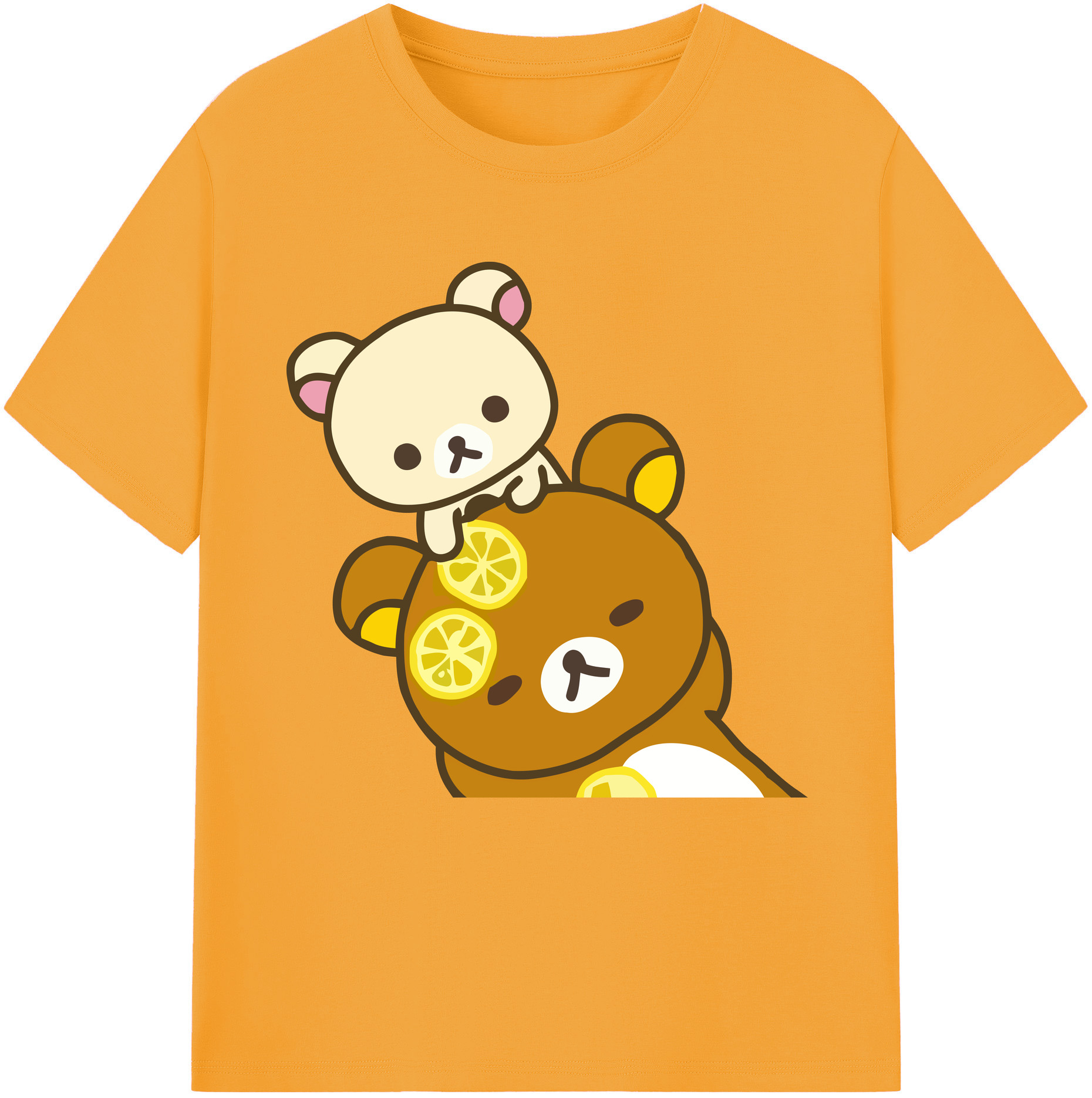 （画像用） リラックマ リラックマ キイロイトリ Rilakkuma Korilakkuma Kiiroitori 綿100％半袖Tシャツ（フロントプリント）
