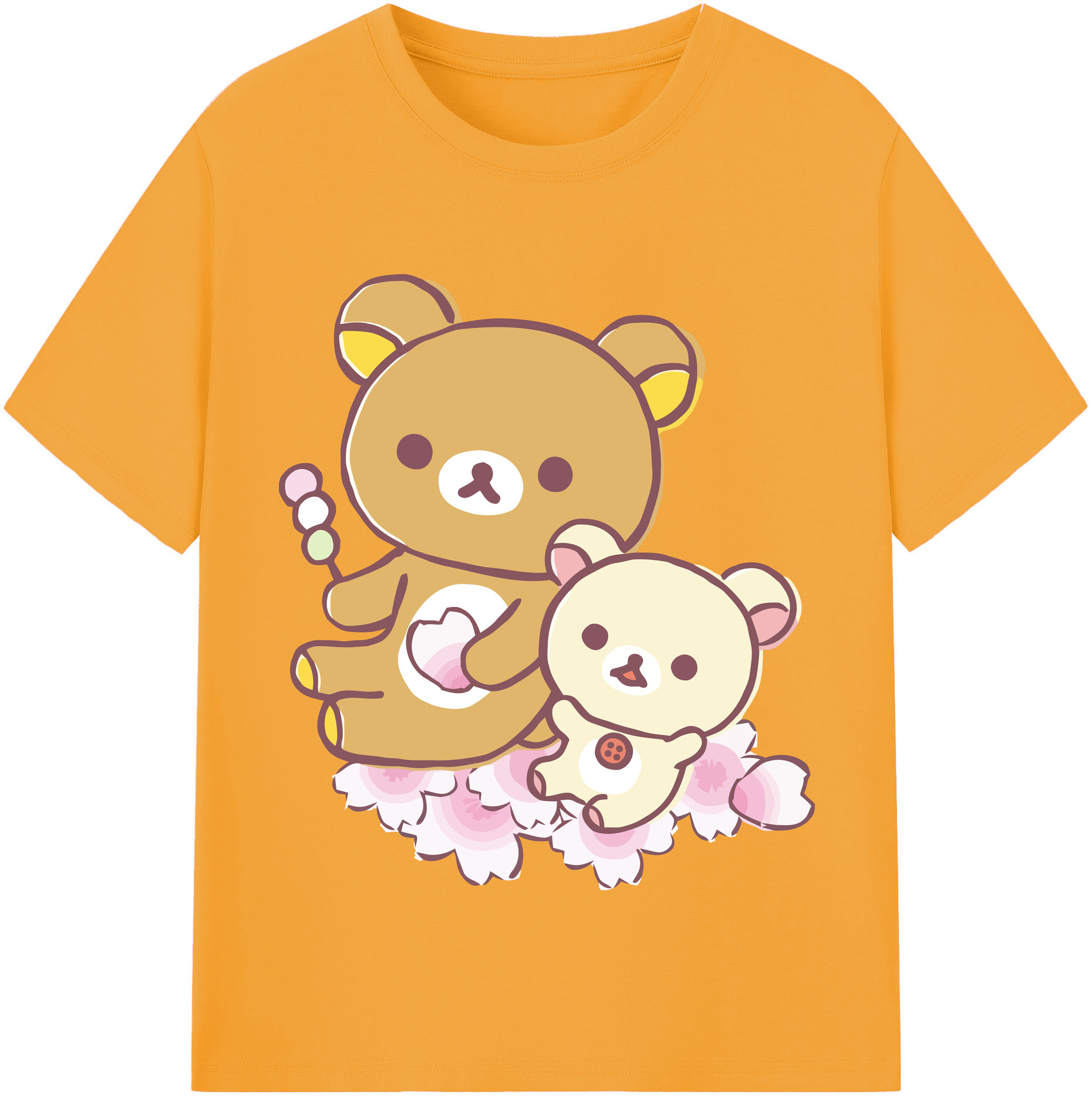 （画像用） リラックマ リラックマ キイロイトリ Rilakkuma Korilakkuma Kiiroitori 綿100％半袖Tシャツ（フロントプリント）