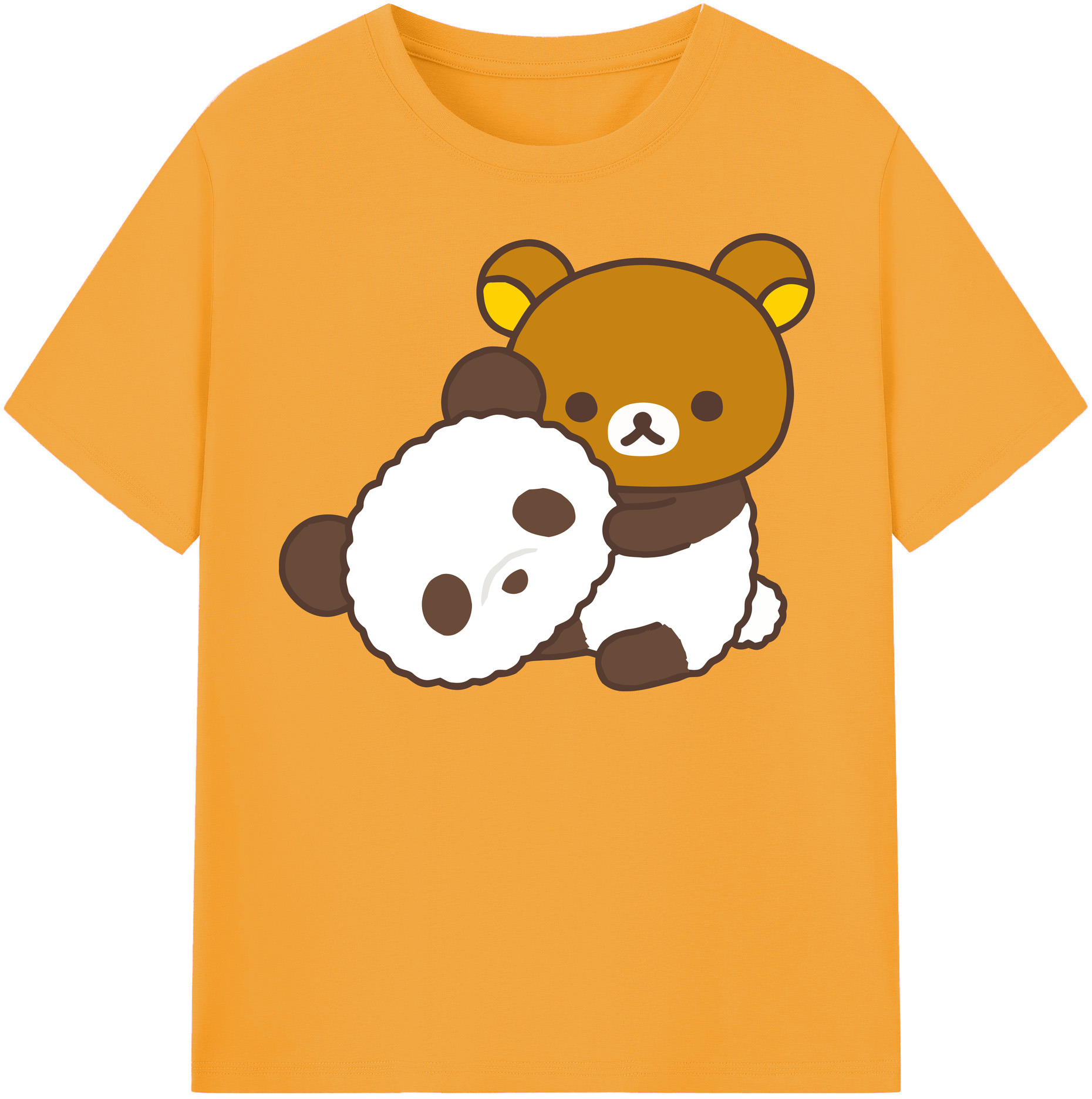 （画像用） リラックマ リラックマ キイロイトリ Rilakkuma Korilakkuma Kiiroitori 綿100％半袖Tシャツ（フロントプリント）