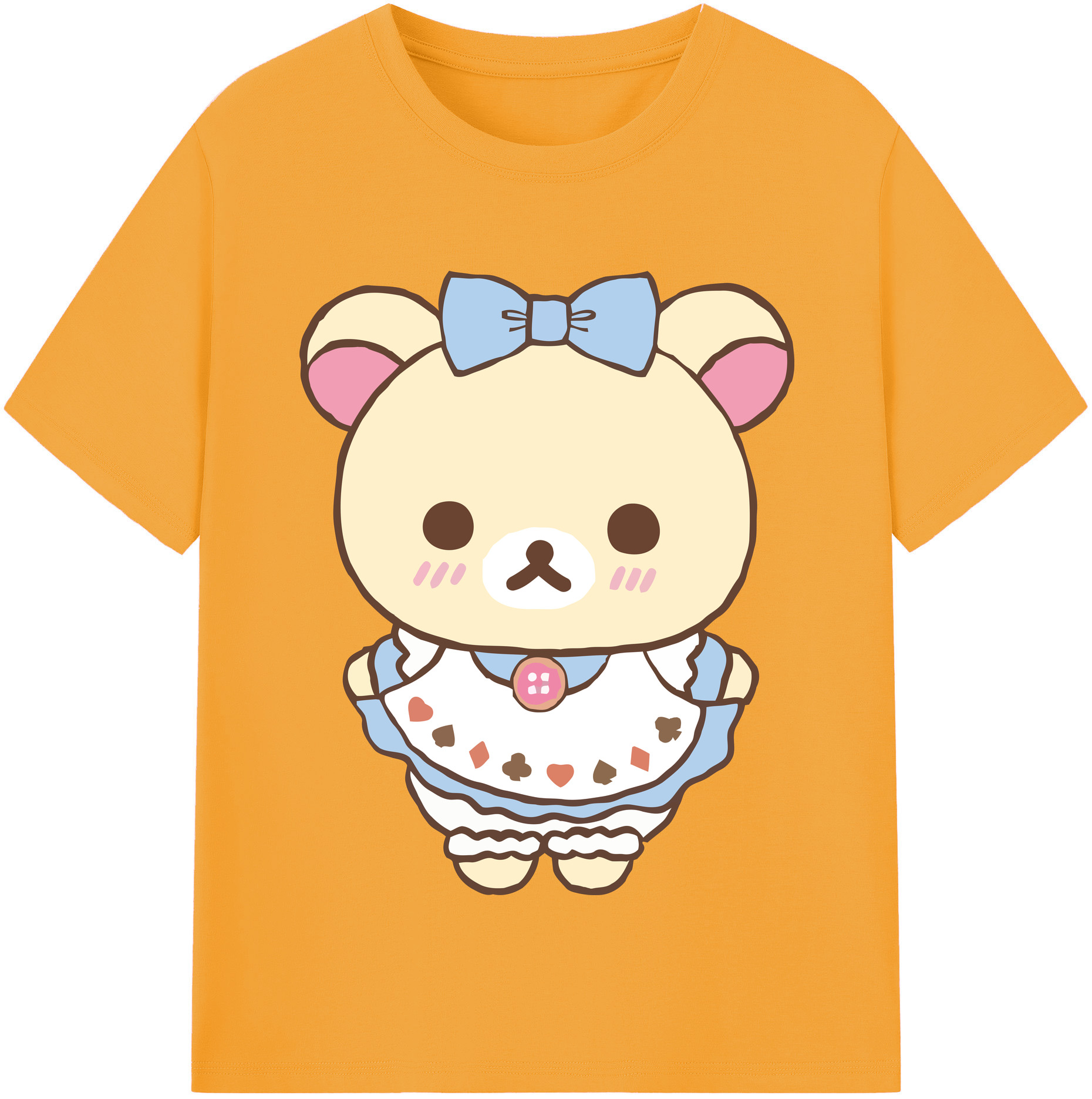 （画像用） リラックマ リラックマ キイロイトリ Rilakkuma Korilakkuma Kiiroitori 綿100％半袖Tシャツ（フロントプリント）