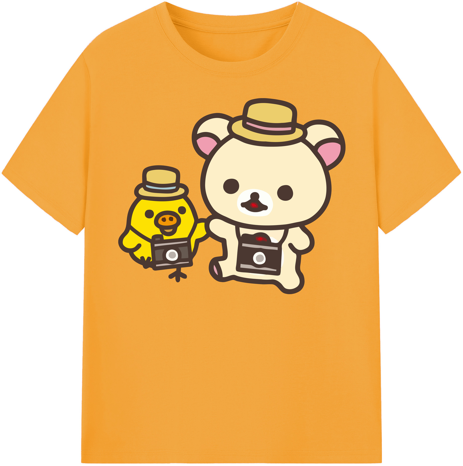（画像用） リラックマ リラックマ キイロイトリ Rilakkuma Korilakkuma Kiiroitori 綿100％半袖Tシャツ（フロントプリント）