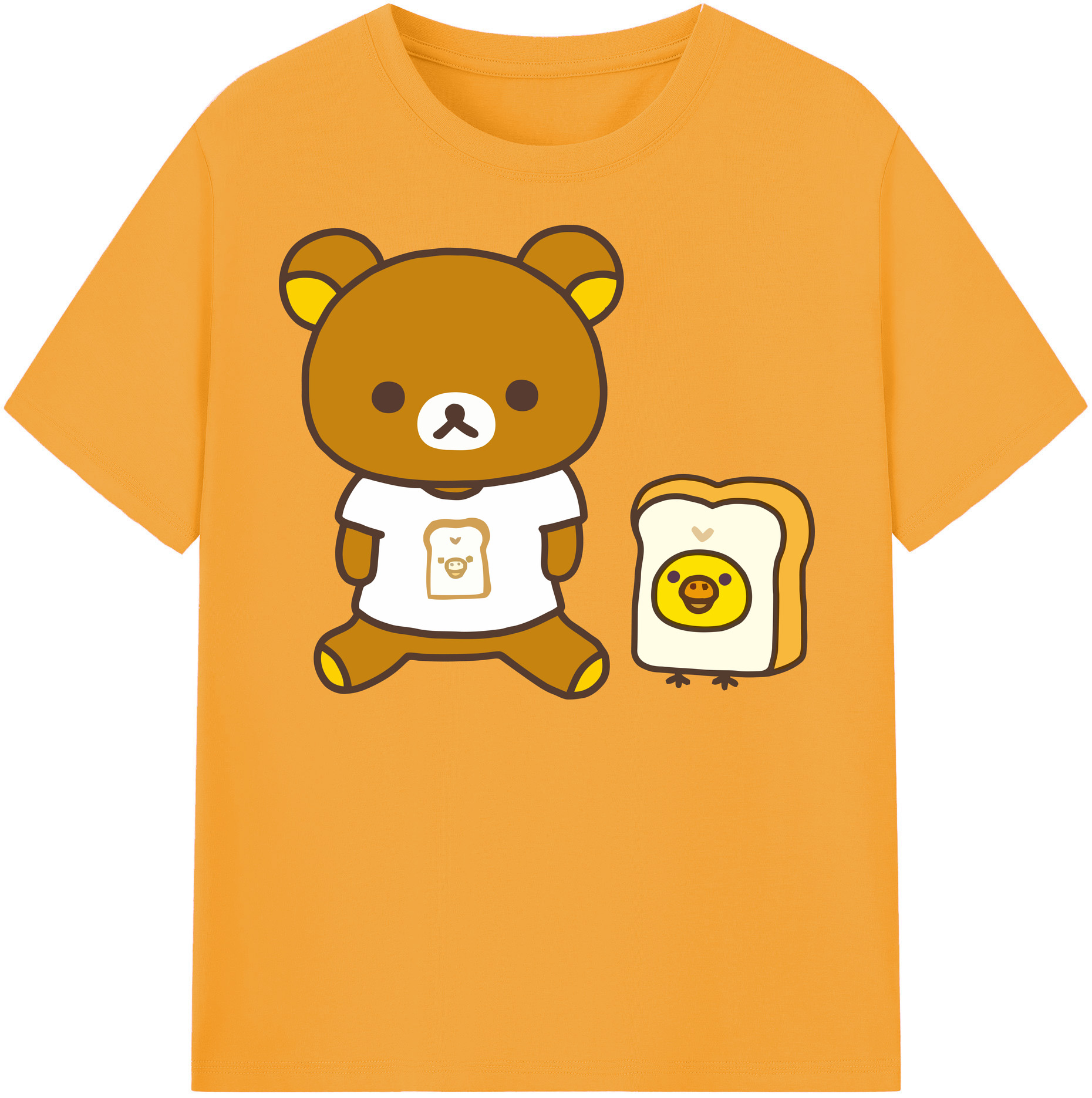 （画像用） リラックマ リラックマ キイロイトリ Rilakkuma Korilakkuma Kiiroitori 綿100％半袖Tシャツ（フロントプリント）