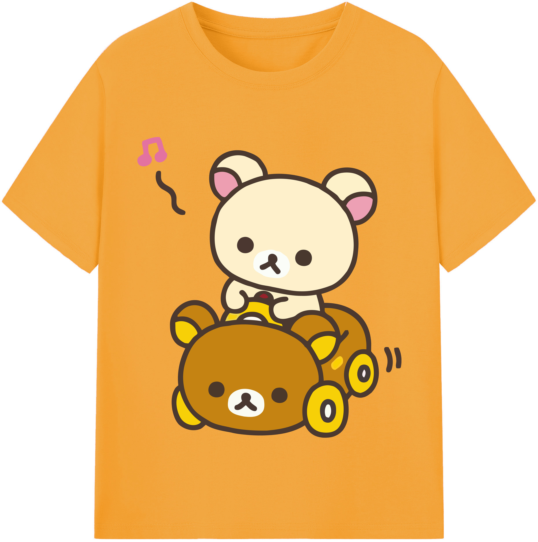 （画像用） リラックマ リラックマ キイロイトリ Rilakkuma Korilakkuma Kiiroitori 綿100％半袖Tシャツ（フロントプリント）