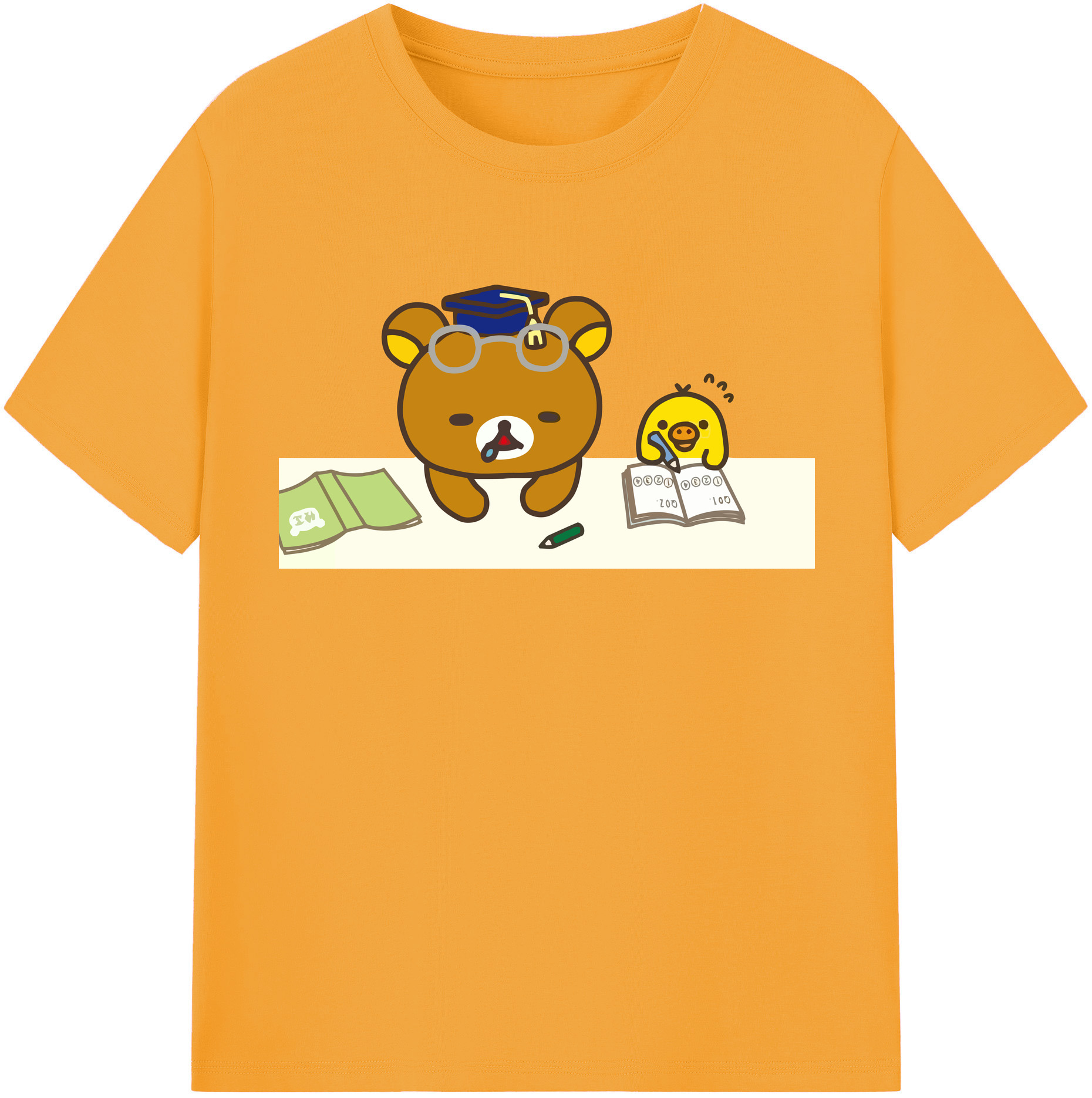 （画像用） リラックマ リラックマ キイロイトリ Rilakkuma Korilakkuma Kiiroitori 綿100％半袖Tシャツ（フロントプリント）