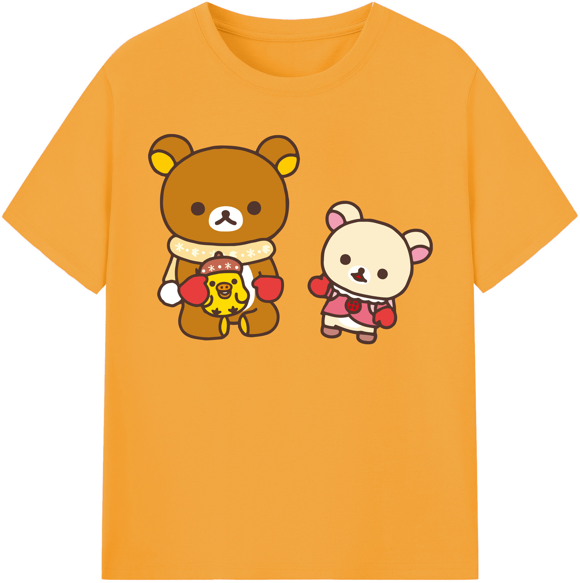 （画像用） リラックマ リラックマ キイロイトリ Rilakkuma Korilakkuma Kiiroitori 綿100％半袖Tシャツ（フロントプリント）