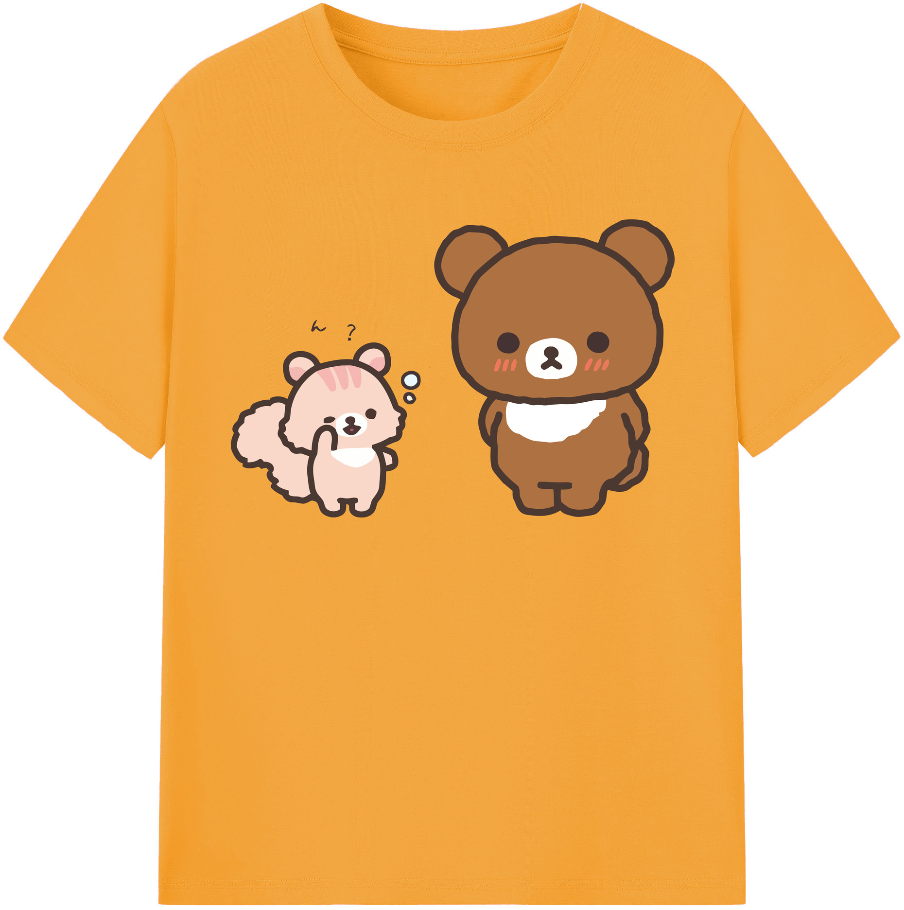 （画像用） リラックマ リラックマ キイロイトリ Rilakkuma Korilakkuma Kiiroitori 綿100％半袖Tシャツ（フロントプリント）