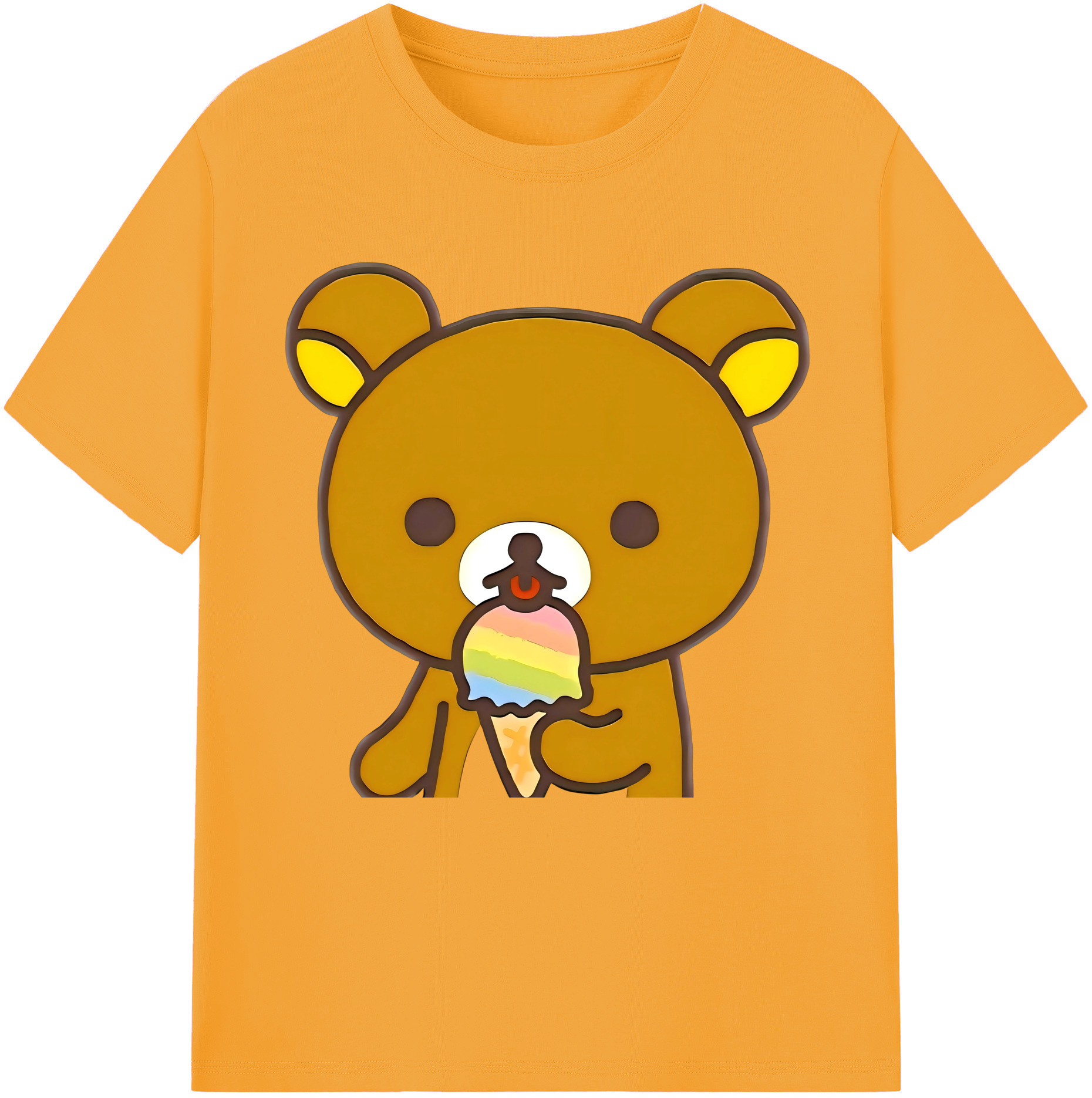 （画像用） リラックマ リラックマ キイロイトリ Rilakkuma Korilakkuma Kiiroitori 綿100％半袖Tシャツ（フロントプリント）